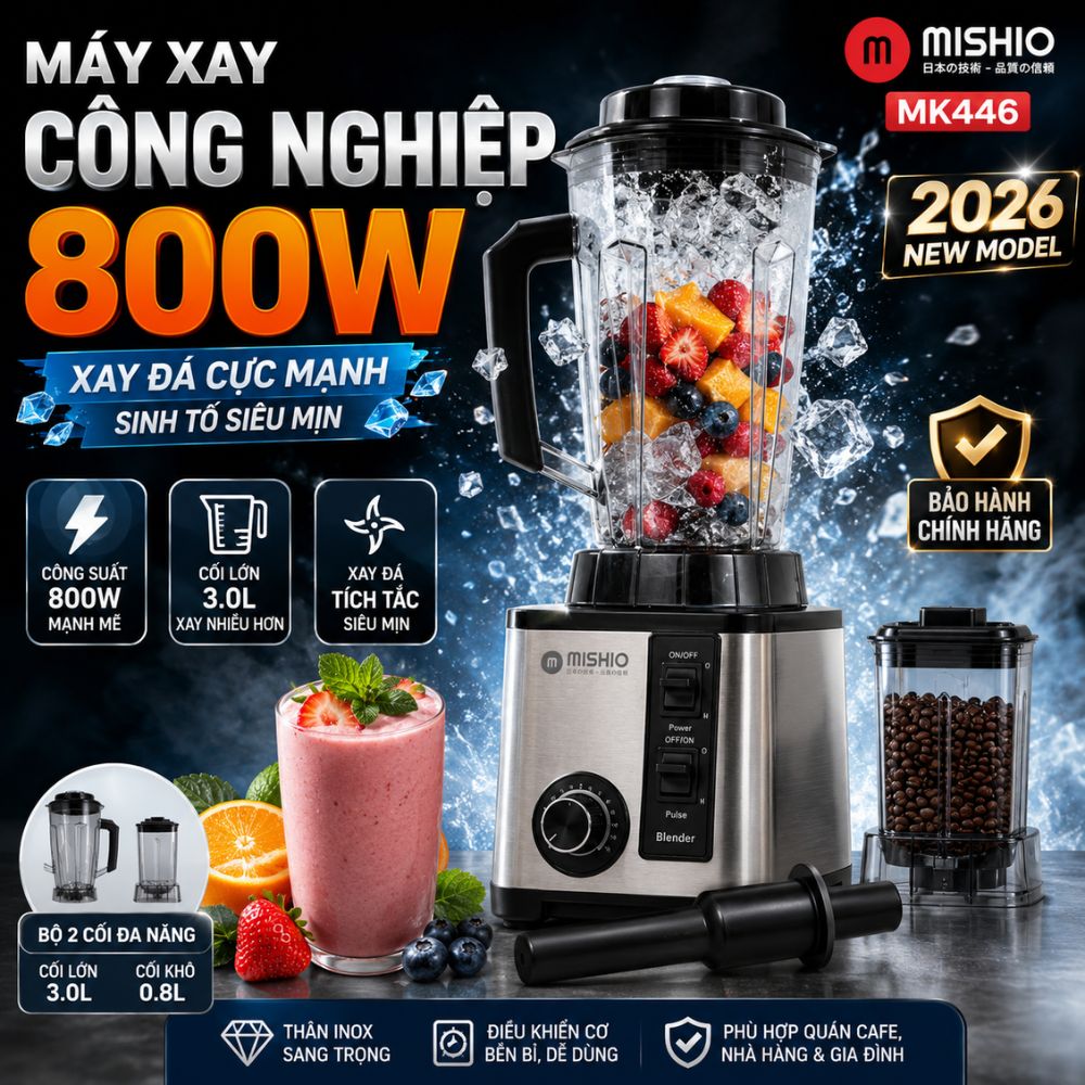 Máy Xay Sinh Tố Công Nghiệp Đa Năng Mishio MK446 (3.0L) - Công Suất 800W_thumbnail_12