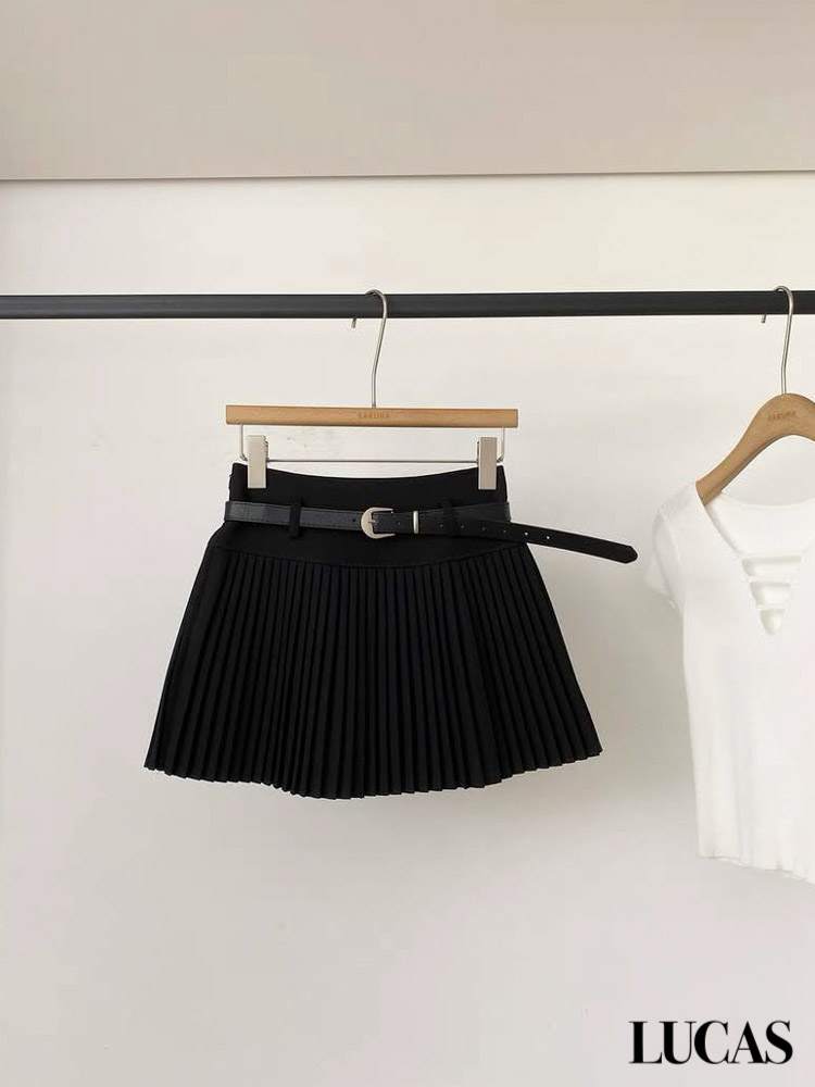 Chân váy xếp ly hạ eo + belt da đen_thumbnail_5