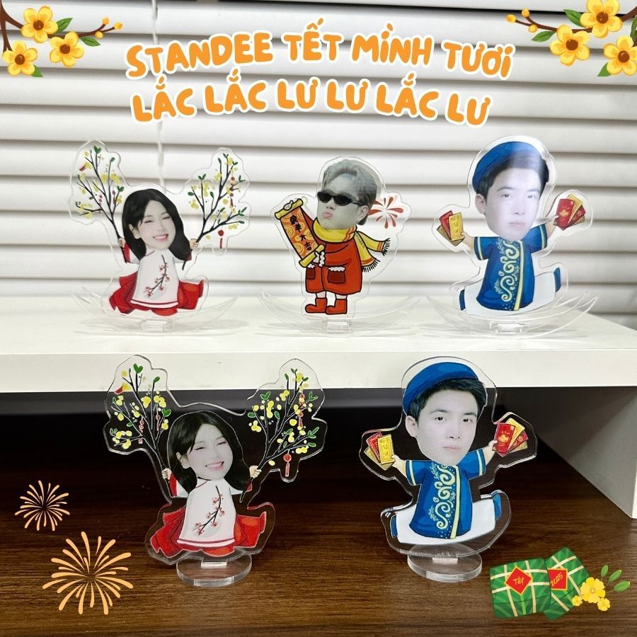Standee lắc lư ghép chibi Tết, Áo dài