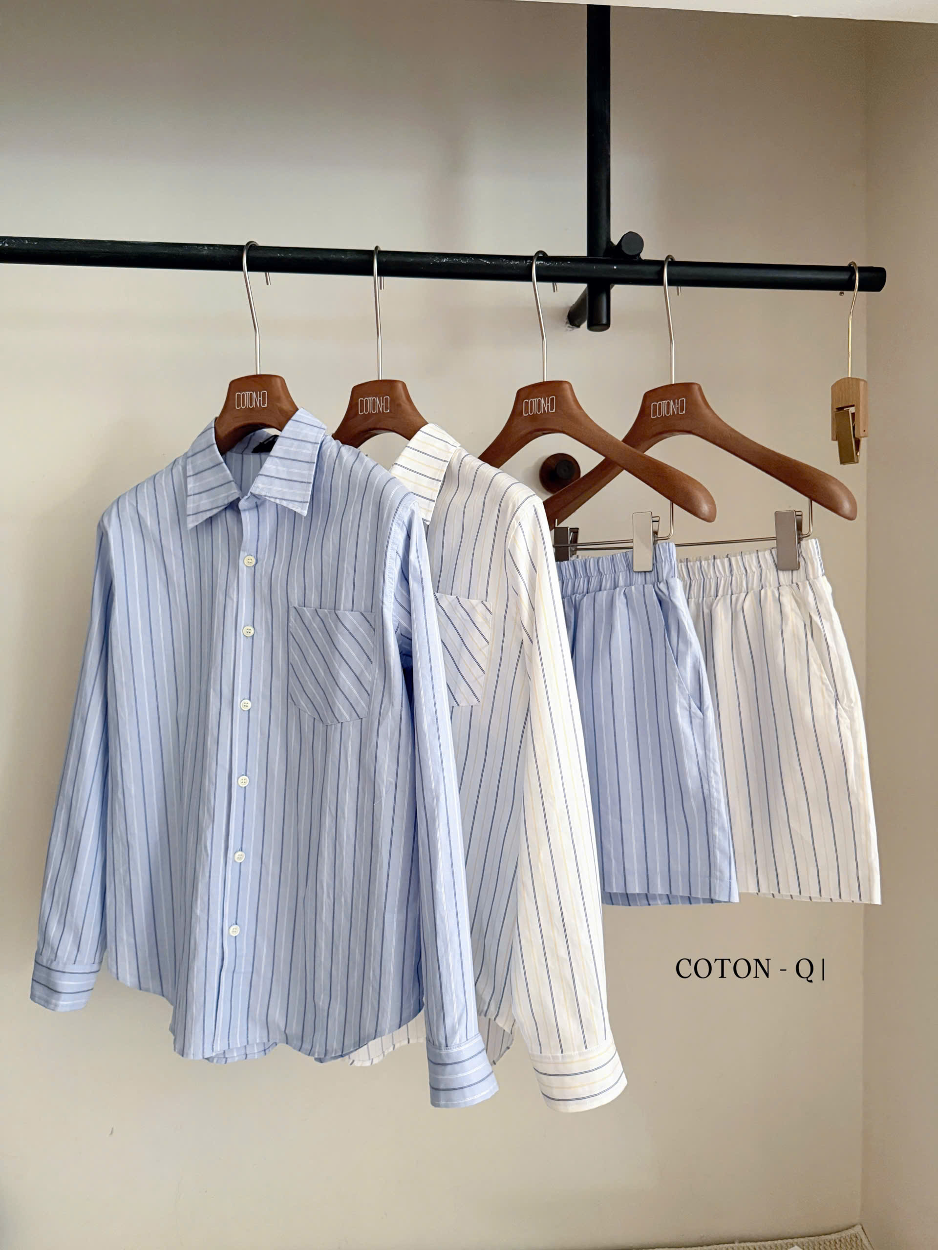 Set áo somi tay dài + quần sọc ( SỌC TRẮNG )_thumbnail_7