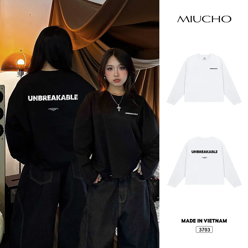 Áo thun tay dài nam nữ form boxy thiết kế đường phố Miucho 3703