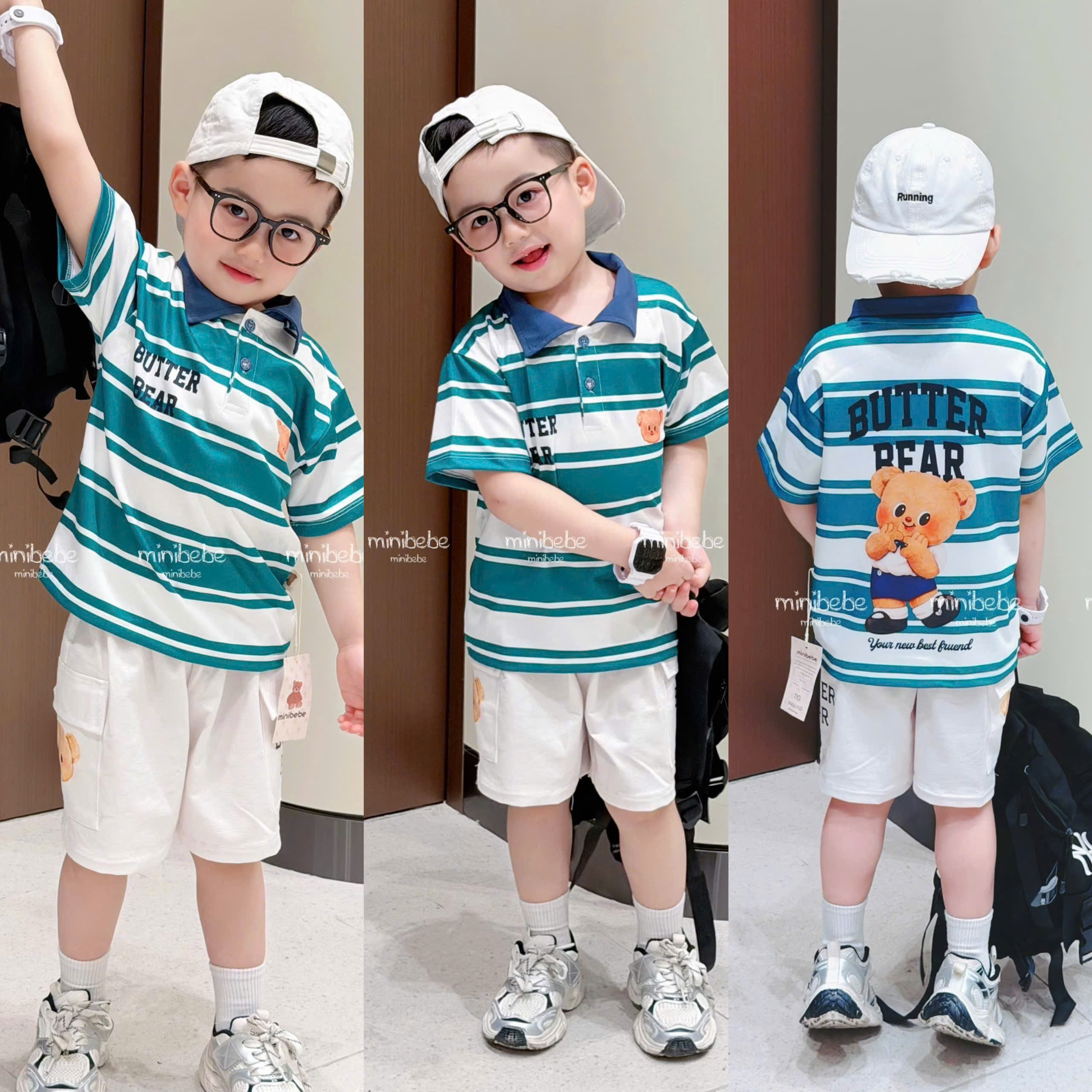 A19 BỘ POLO SỌC GẤU BUTTER BEAR - A117.1798