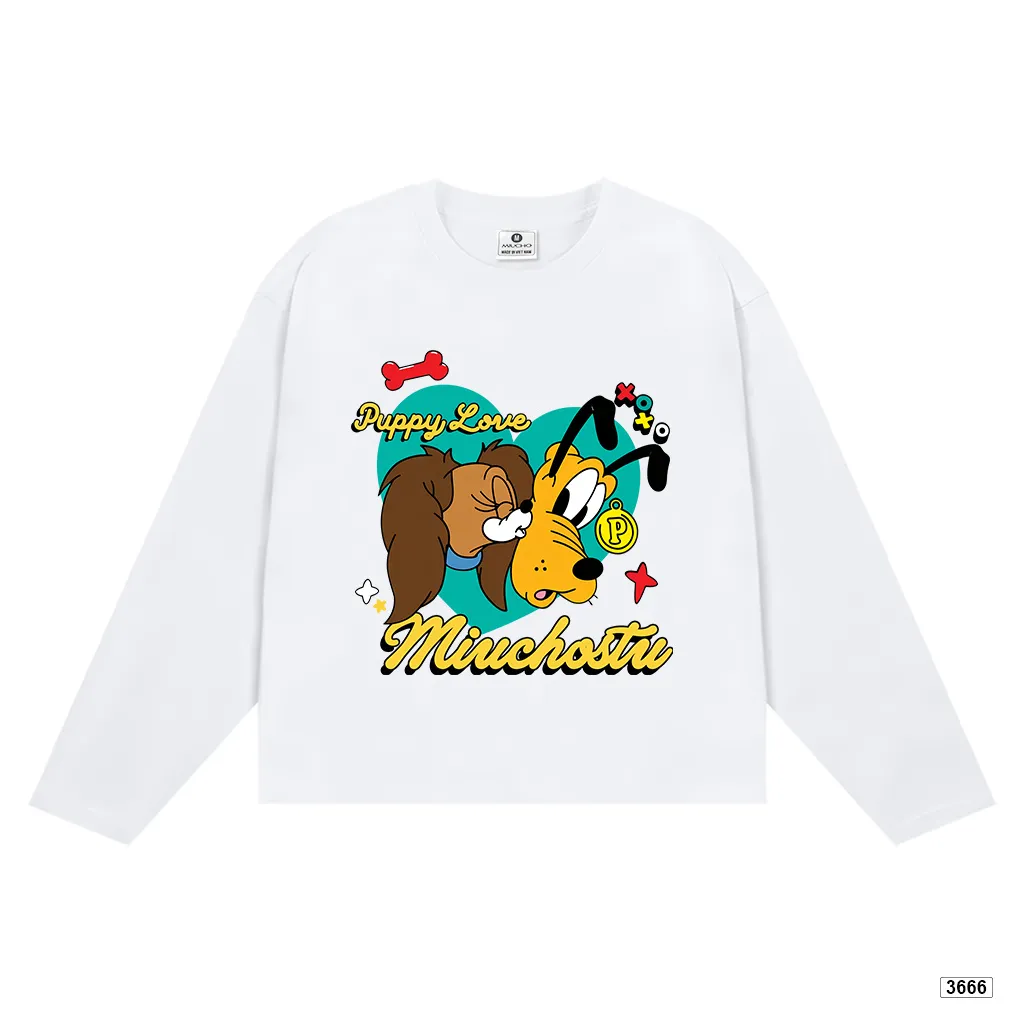 Áo thun boxy nữ tay dài form rộng hoạt hình cún Miucho 3666_thumbnail_0
