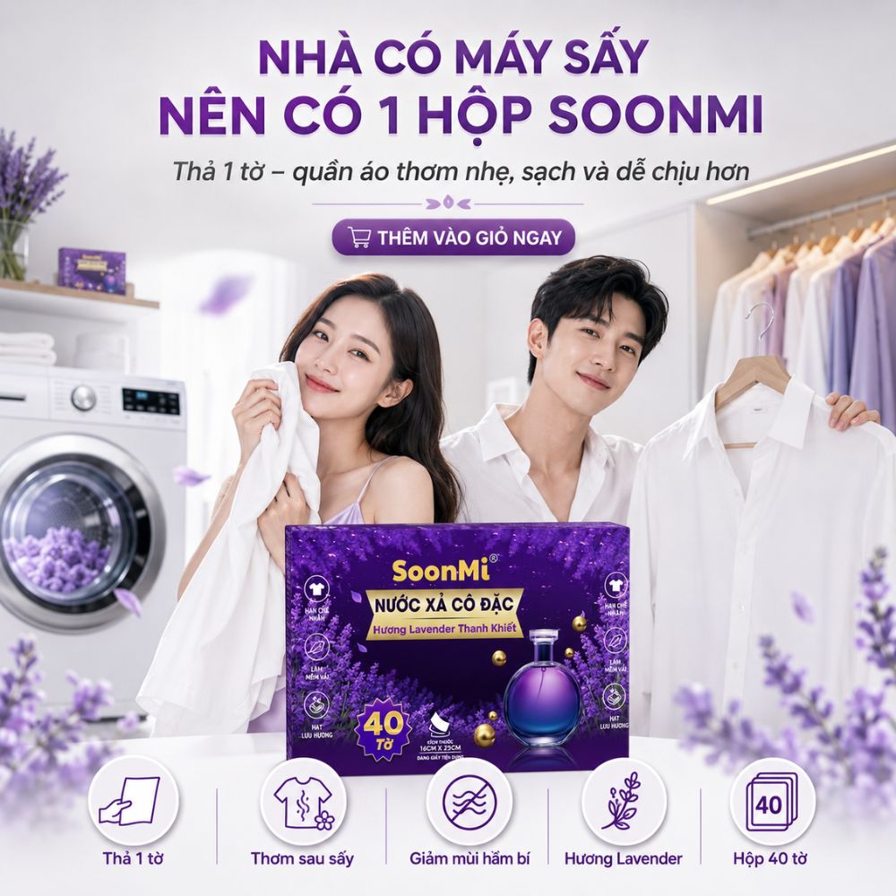 Giấy Thơm Quần Áo SoonMi Hương Lavender - chuyên dụng máy giặt sấy, máy sấy quần áo, khử mùi xe hơi, thơm tủ áo_thumbnail_11