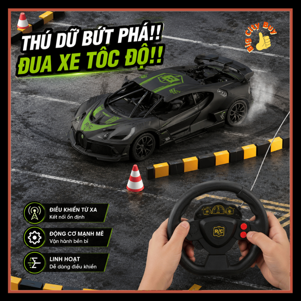 Xe Ô Tô Điều Khiển Từ Xa Bugatti Mini Có Vô Lăng, Xe Đua Tốc Độ Đồ Chơi Cho Bé Cực Ngầu BigcityBuy 337XOT_thumbnail_2