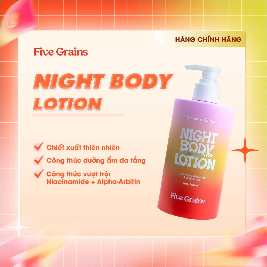 [FIVE GRAINS] Kem dưỡng body ban đêm Five Grains 500ml