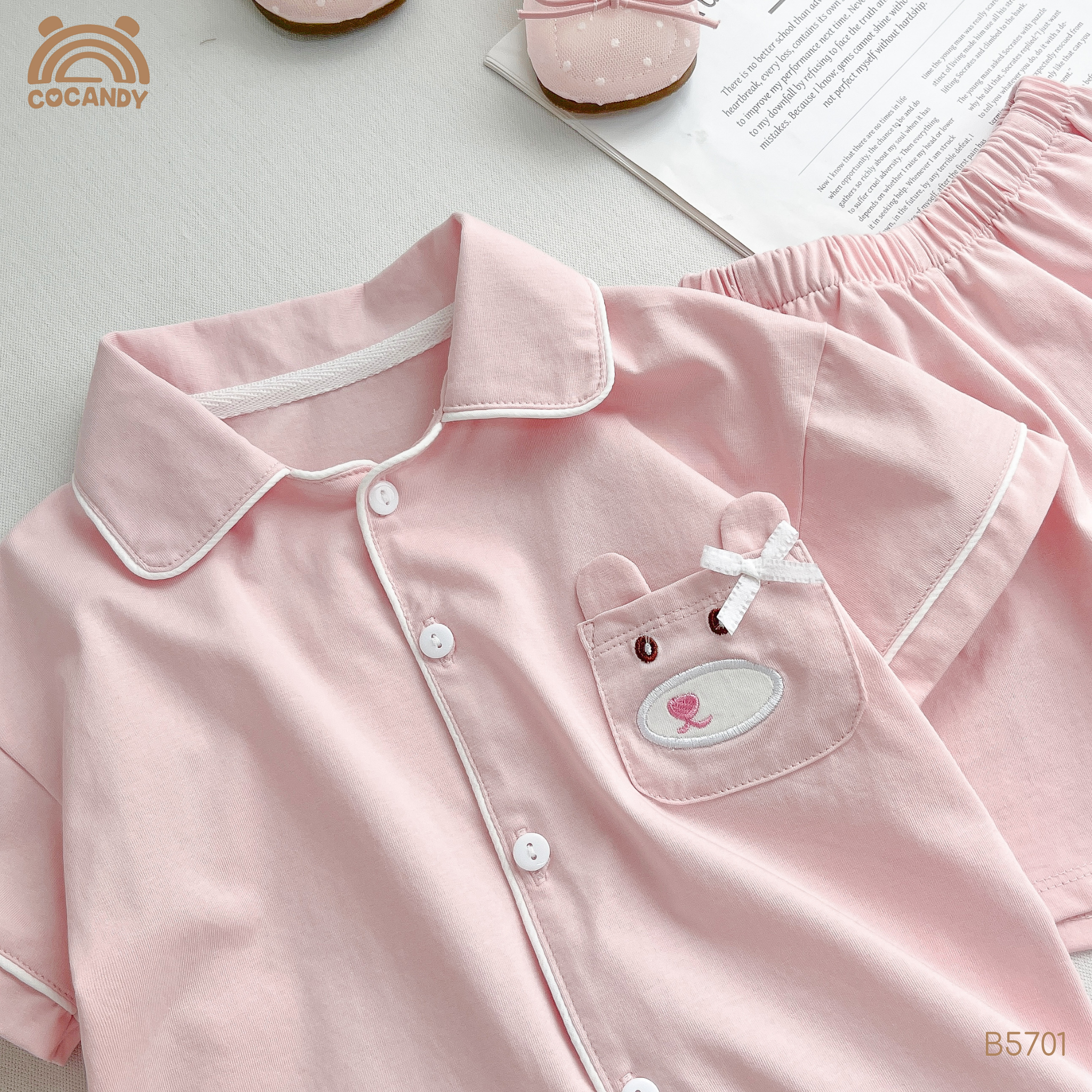 Bộ cộc pijama HỒNG phối túi ren nơ_thumbnail_3