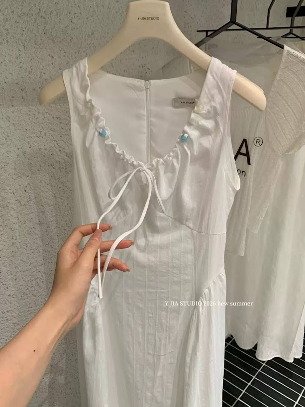 Lucas - Váy thô zile cổ tròn viền tết đính charm buộc nơ viền ngực gấu xòe bồng 2 bên_thumbnail_3