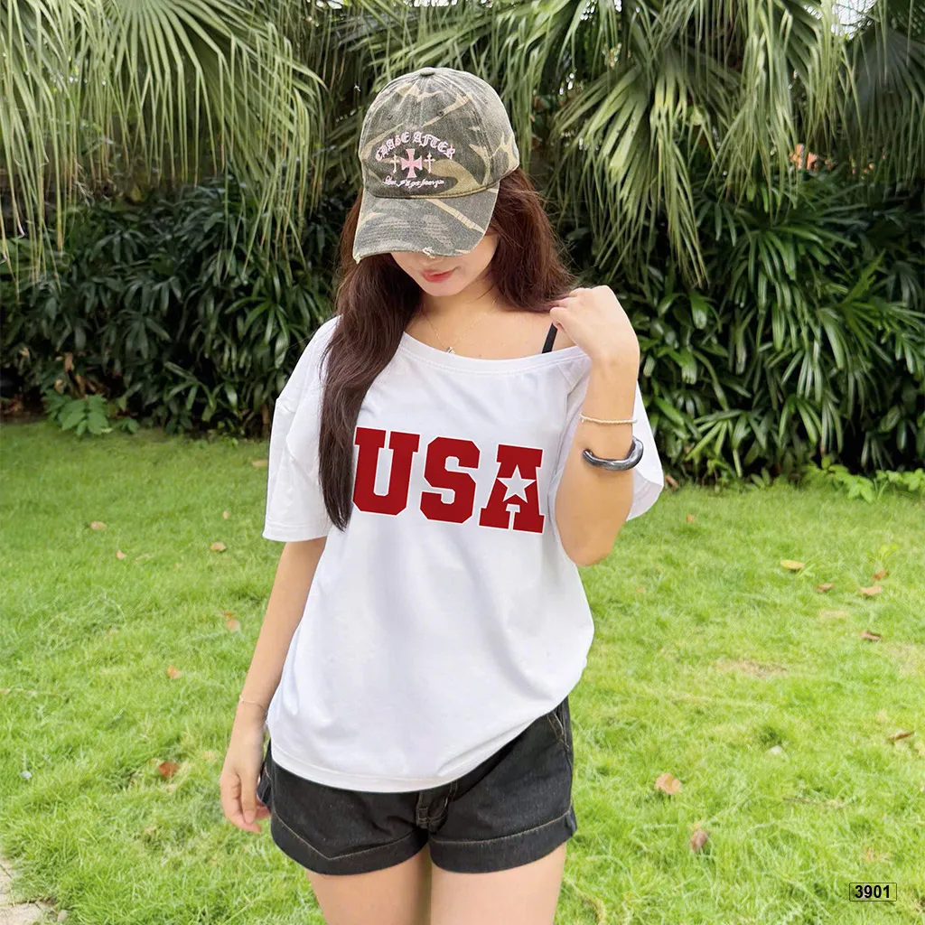 Áo thun nữ form rộng lệch vai street wear style Miucho 4091_thumbnail_2