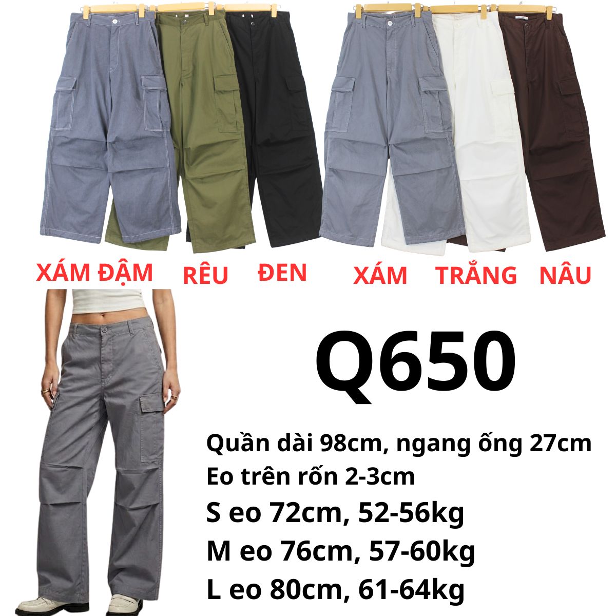 Q650 -Quần ống rộng túi hộp