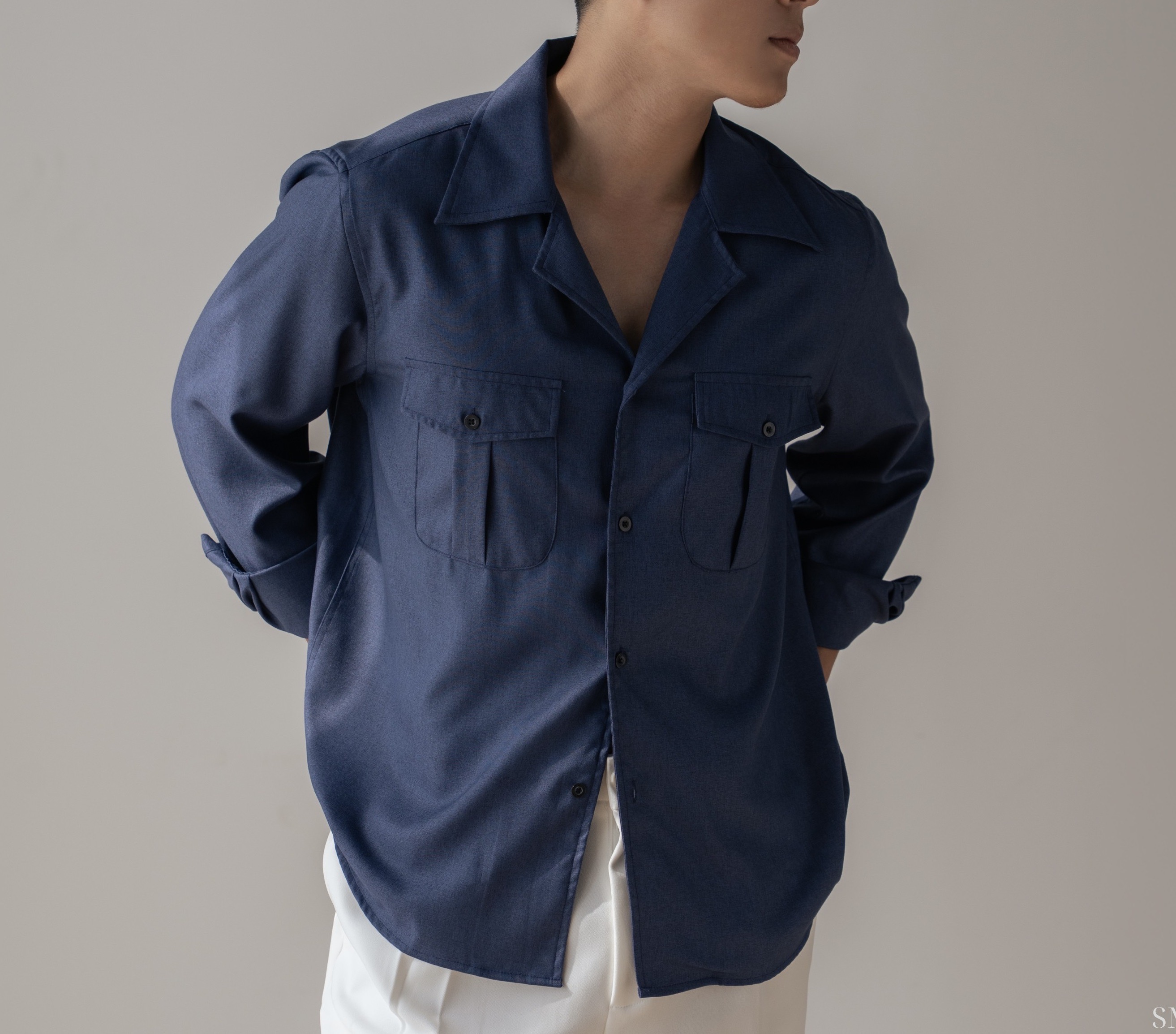 Áo Sơ Mi Dài Tay Marco Cổ cuba Vải Bạch Đàn Form relaxed