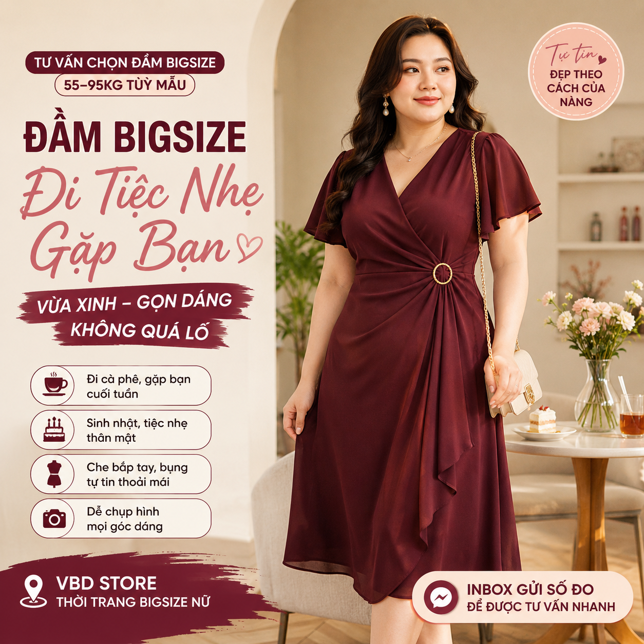 Đầm Bigsize Đi Tiệc Nhẹ/Gặp Bạn Vừa Gọn Dáng | VBD Store