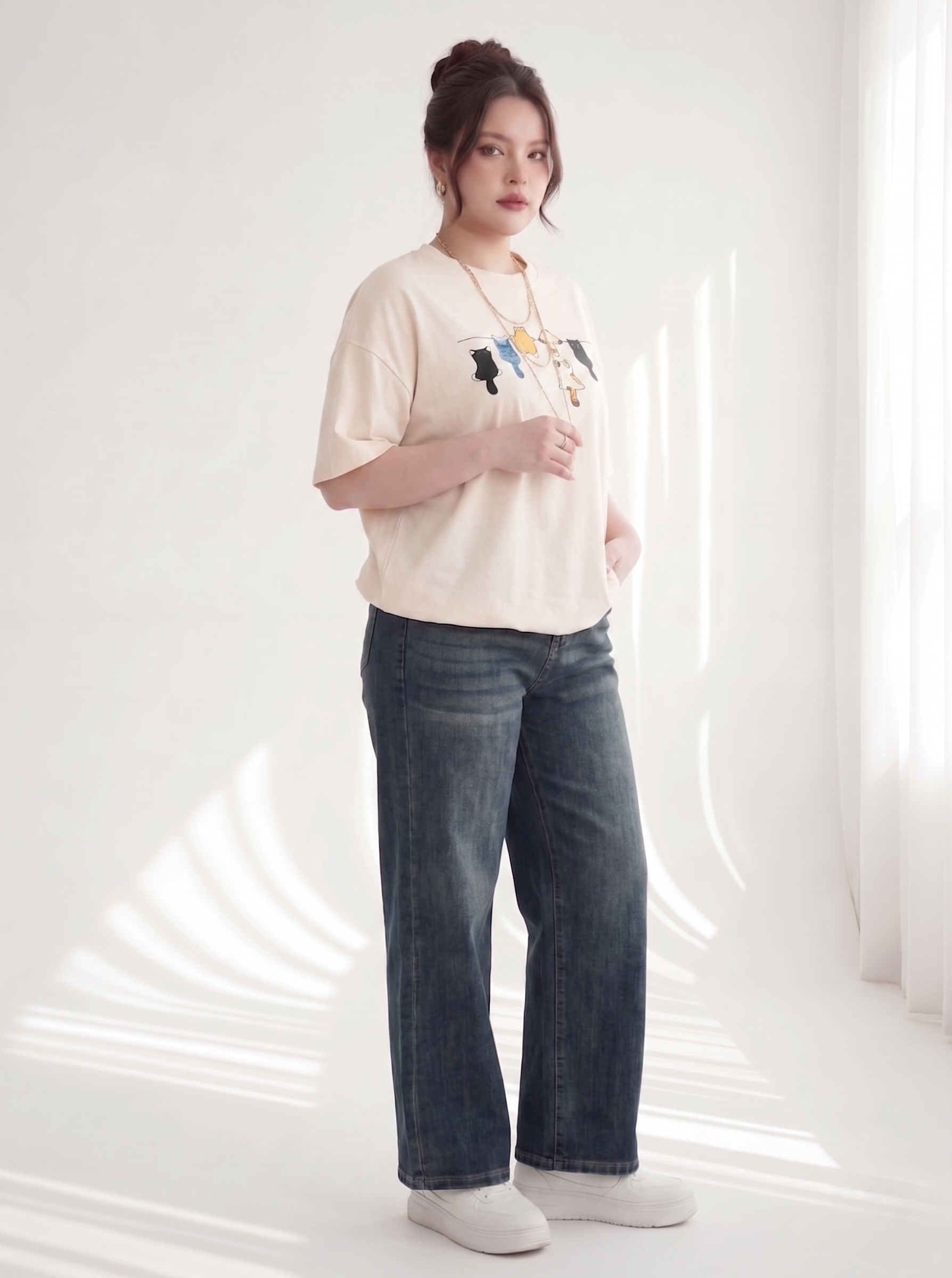 BIGSIZE NỮ - Áo thun form rộng in mèo dành cho nàng béo 55-95kg V-AK102-1_thumbnail_2