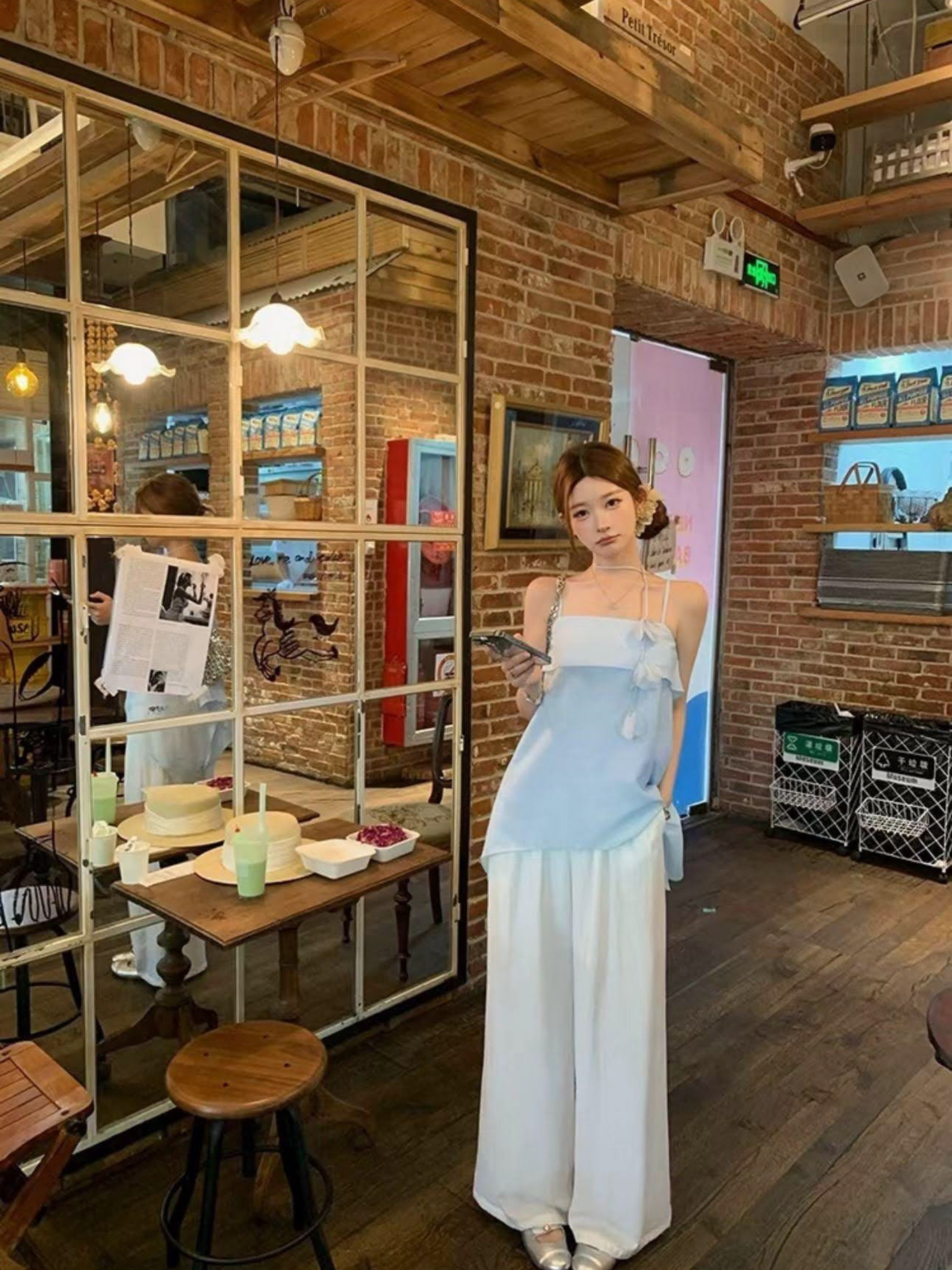 Áo sơ mi 2 dây dáng suông + nơ nơ hoa_thumbnail_3