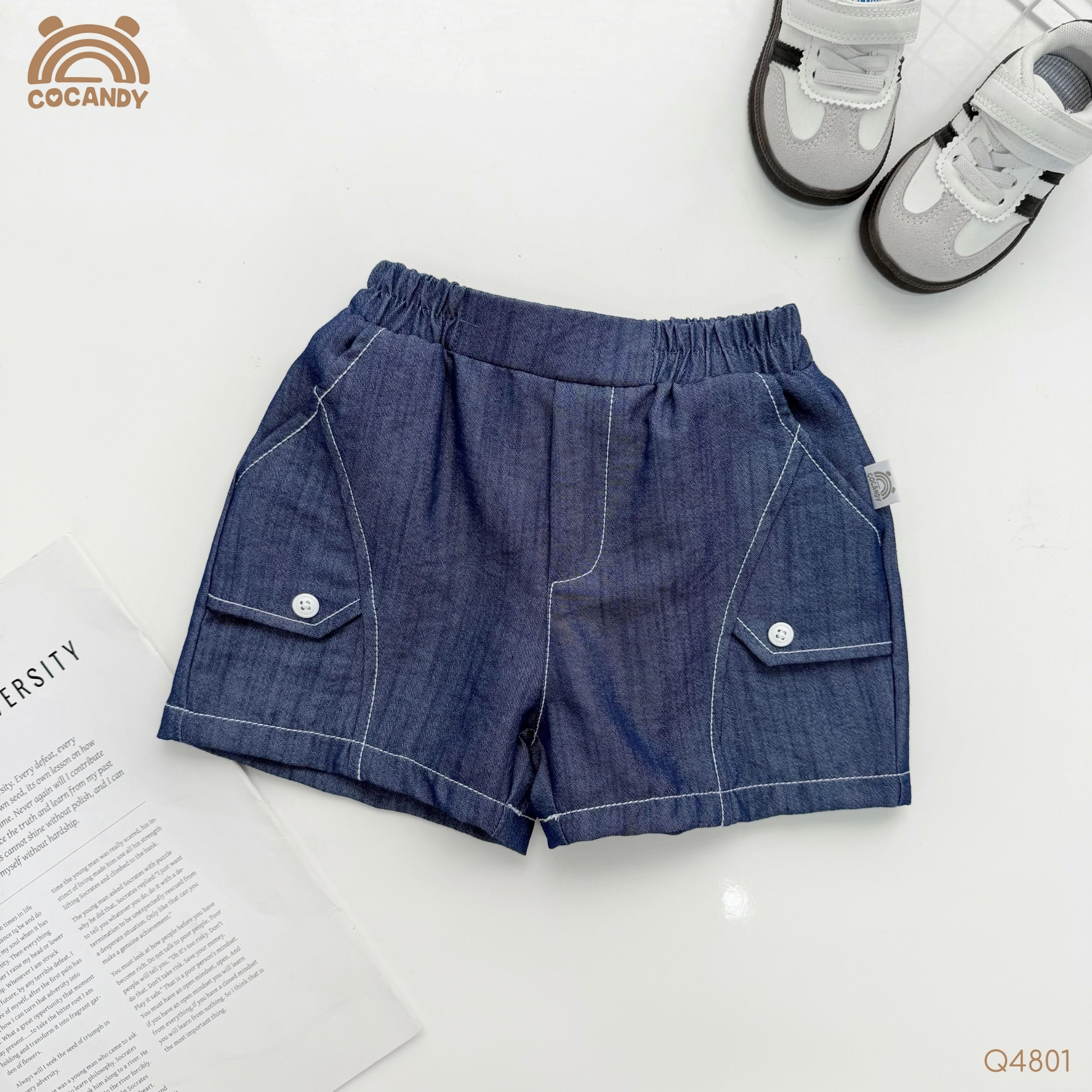 Quần cộc jeans XANH 2 túi cúc_thumbnail_1
