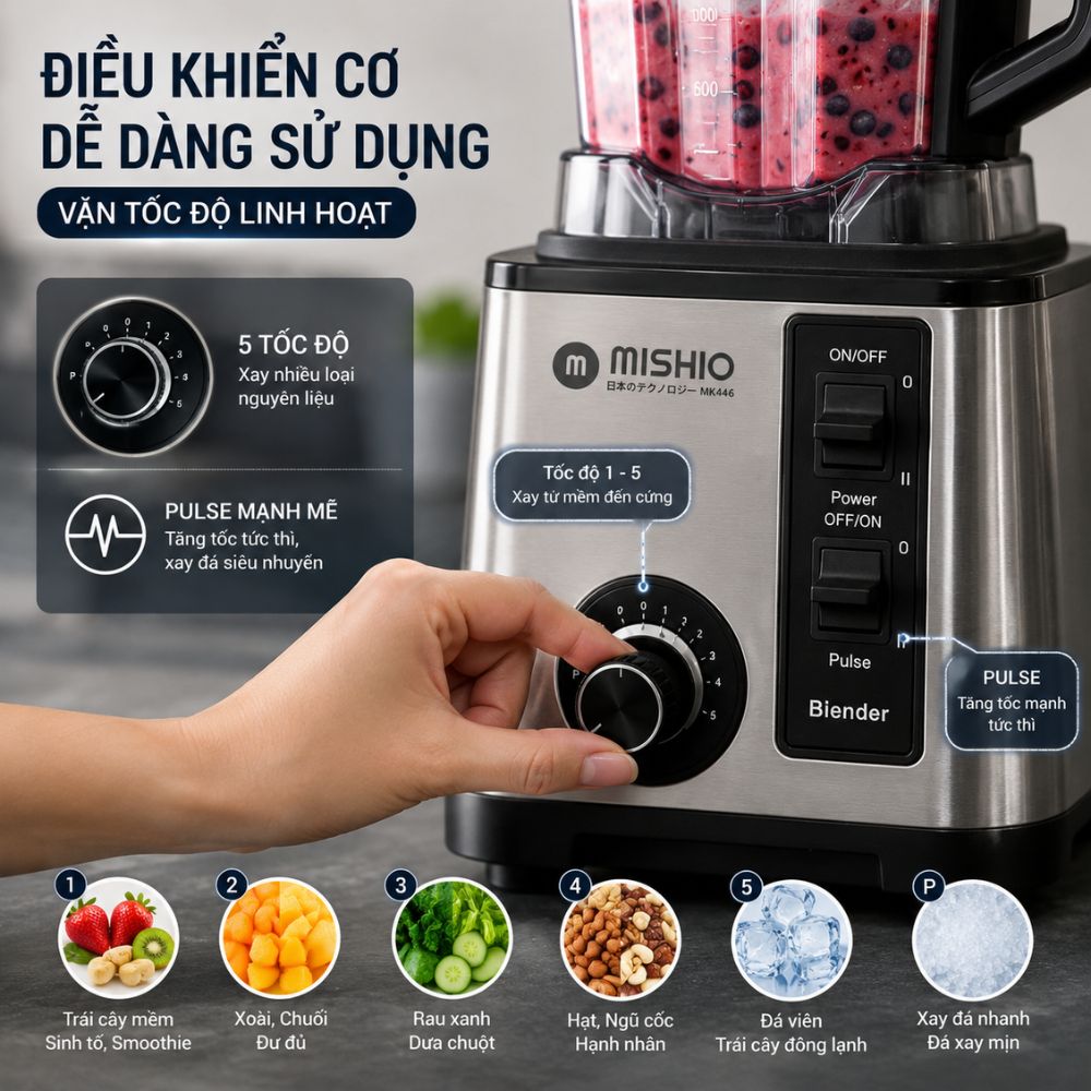 Máy Xay Sinh Tố Công Nghiệp Đa Năng Mishio MK446 (3.0L) - Công Suất 800W_thumbnail_9