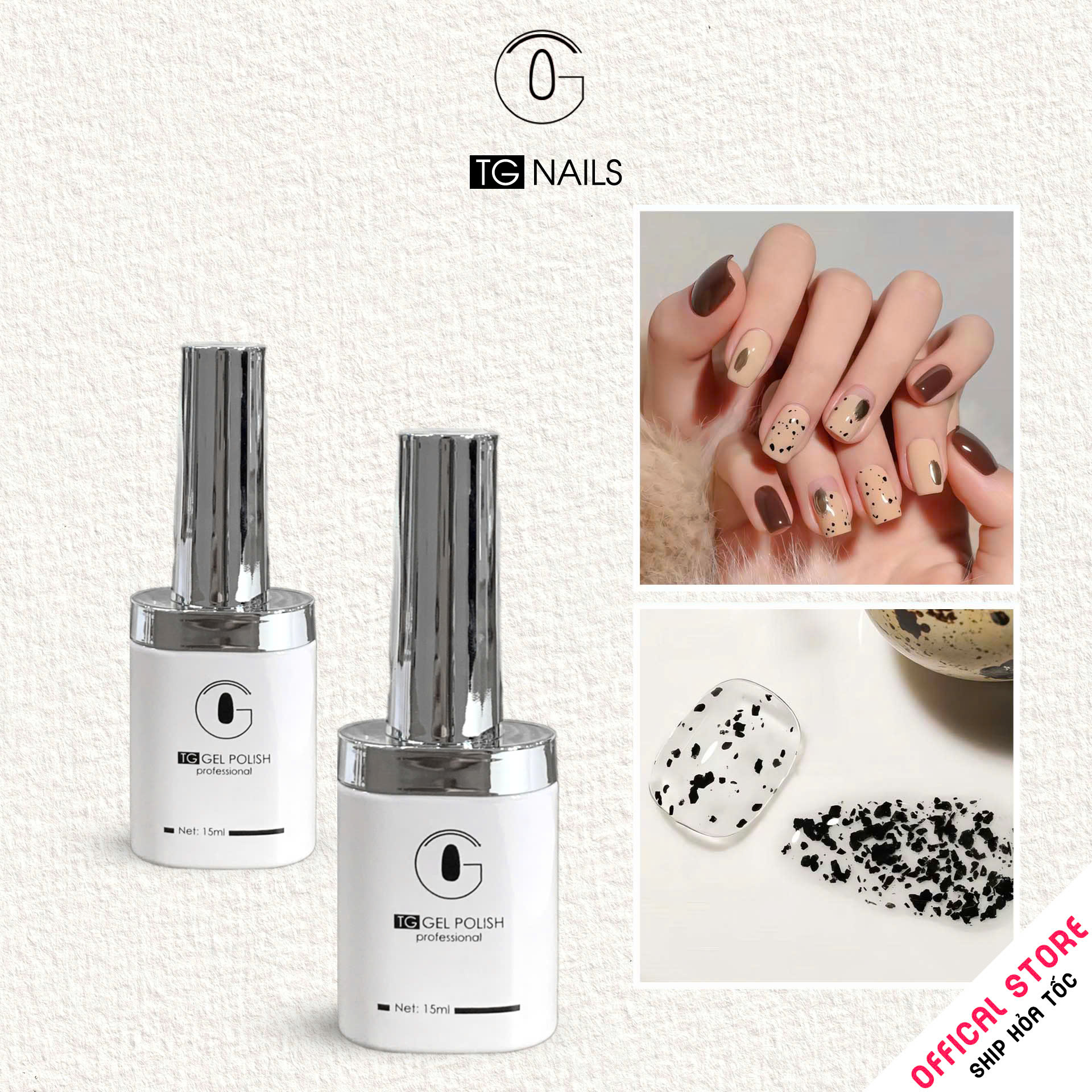 Sơn móng TG Nails gel. Khối lượng tịnh: 10g/ lọ. Nhãn hàng TG nail gel - Trứng Cút