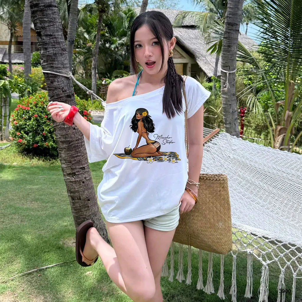Áo thun nữ lệch vai phong cách mùa hè năng động Miucho 4090_thumbnail_6