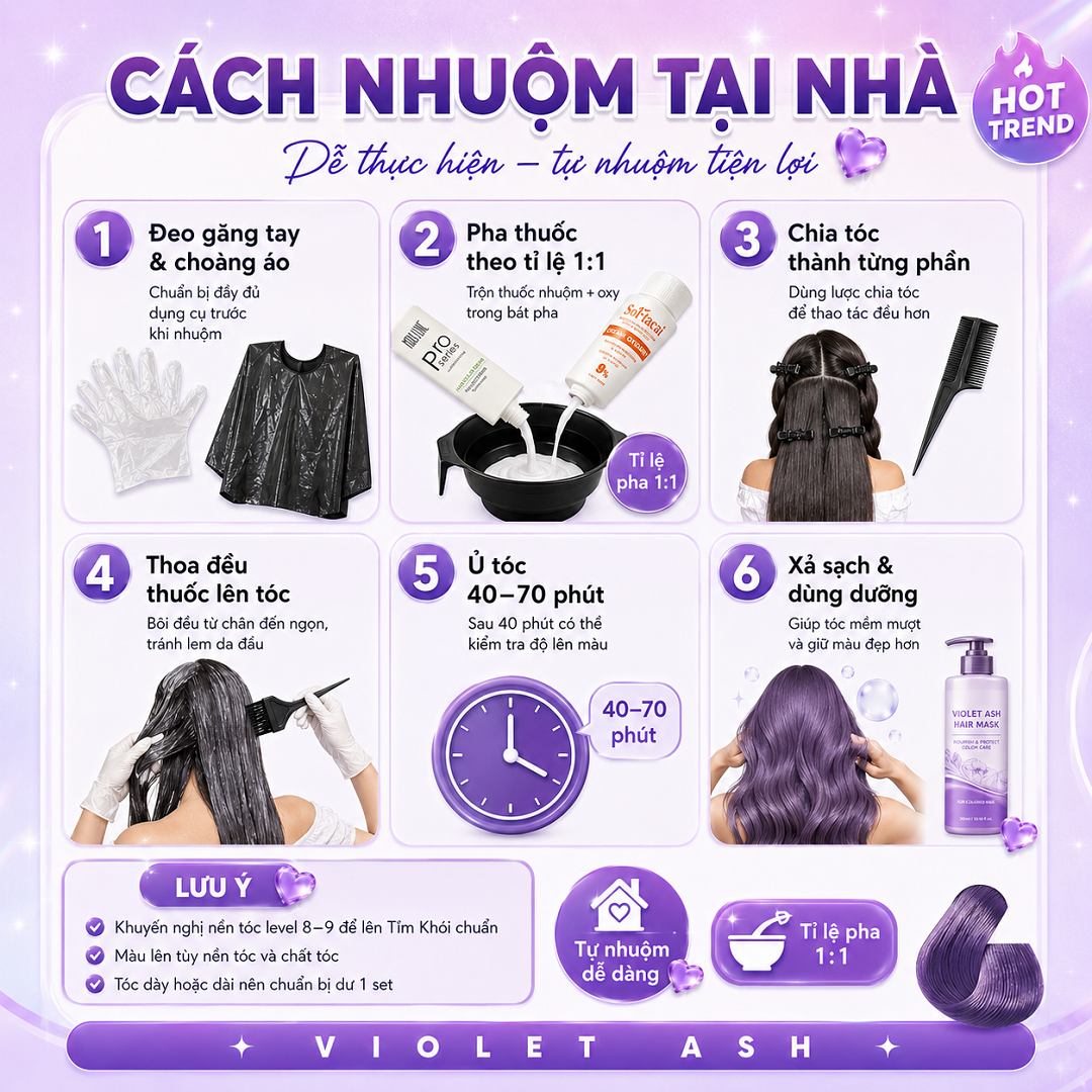Tím Khói Violet Ash Hot Trend – Thuốc Nhuộm Tóc Tự Nhuộm Tại Nhà, Lên Màu Cá Tính, Có Combo Kèm Oxi, Dụng Cụ Và Dưỡng Keratin_thumbnail_6