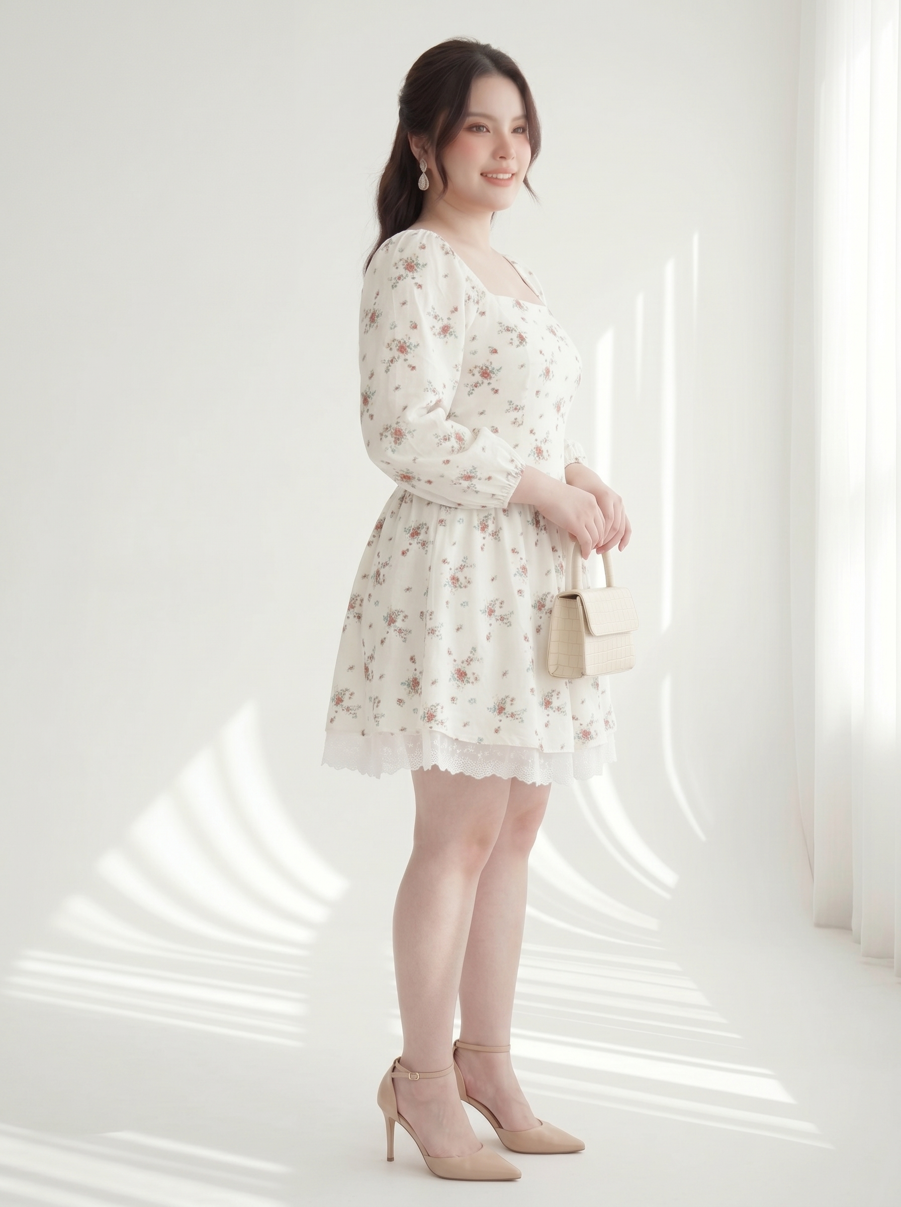 BIGSIZE NỮ - Đầm hoa thêu phối ren dành cho nàng béo từ 55-90kg V-DA221_thumbnail_2