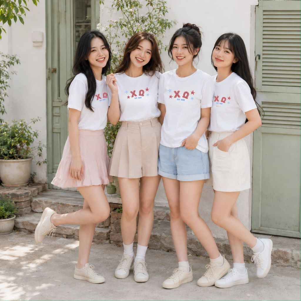[Form Rộng] Áo phông đồng phục hội, nhóm du lịch hình chữ 'S - Q', ngôi sao xanh đỏ màu trắng - LOZA  RT8596_thumbnail_0