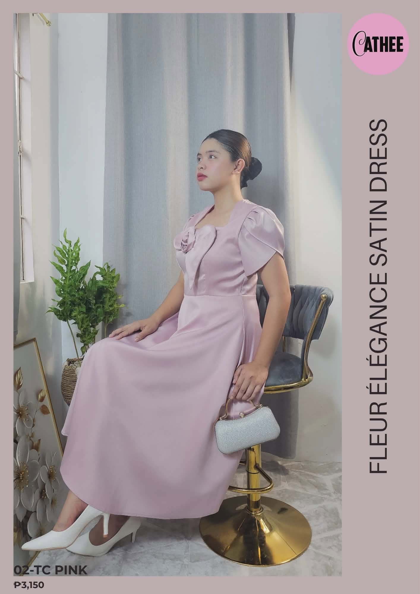 Fleur Élégance Satin Dress