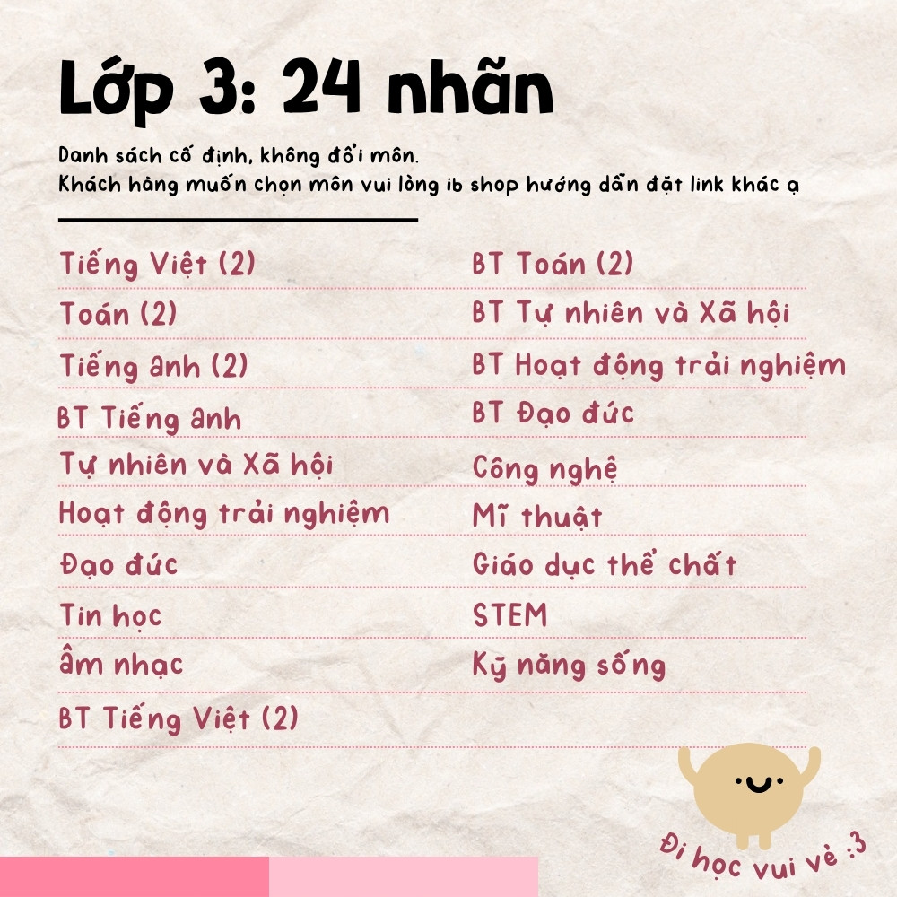 Set nhãn vở MÔN HỌC BOHO từ lớp 1 đến lớp 12, có in theo yêu cầu | Caturday_thumbnail_2
