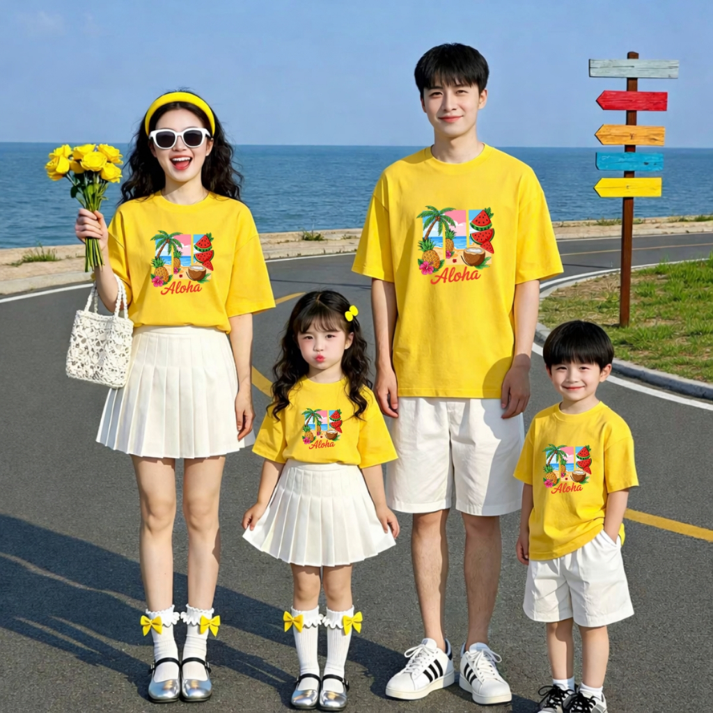Áo phông gia đình 3,4,5 người du lịch biển Aloha - Loza GĐ3595