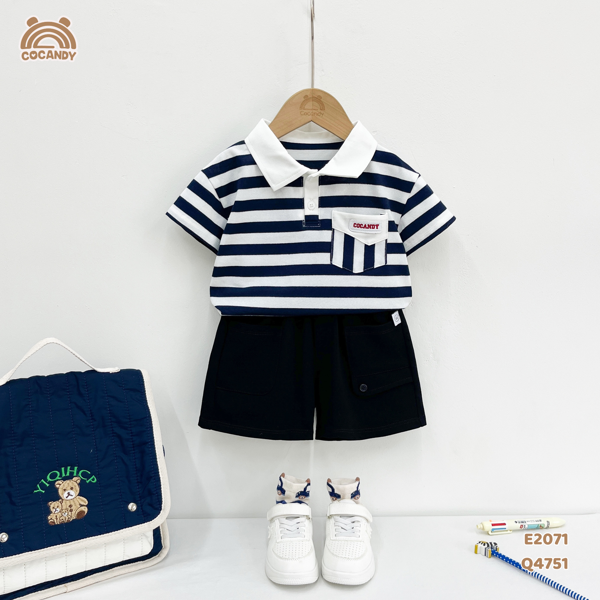 Áo cộc polo kẻ XANH NAVY túi ốp ngực_thumbnail_6