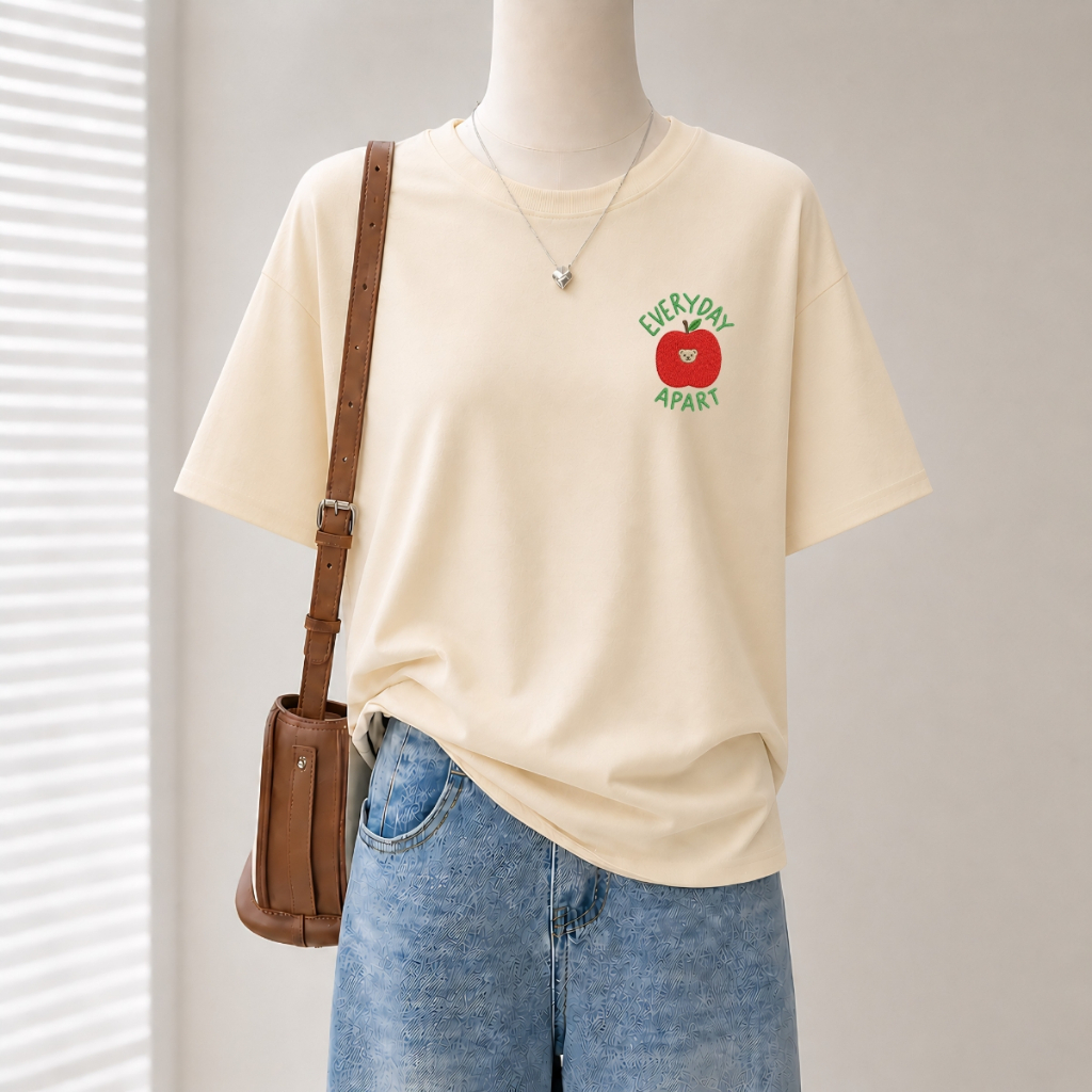 {Form rộng] Áo thun màu be nhiều mẫu xinh -  Loza G0554_thumbnail_3