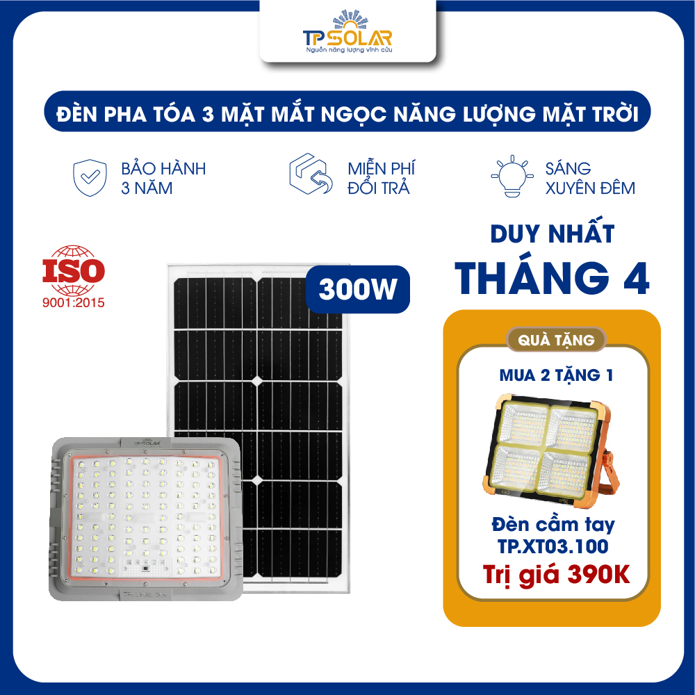 Đèn pha tỏa 3 mặt mắt ngọc năng lượng mặt trời