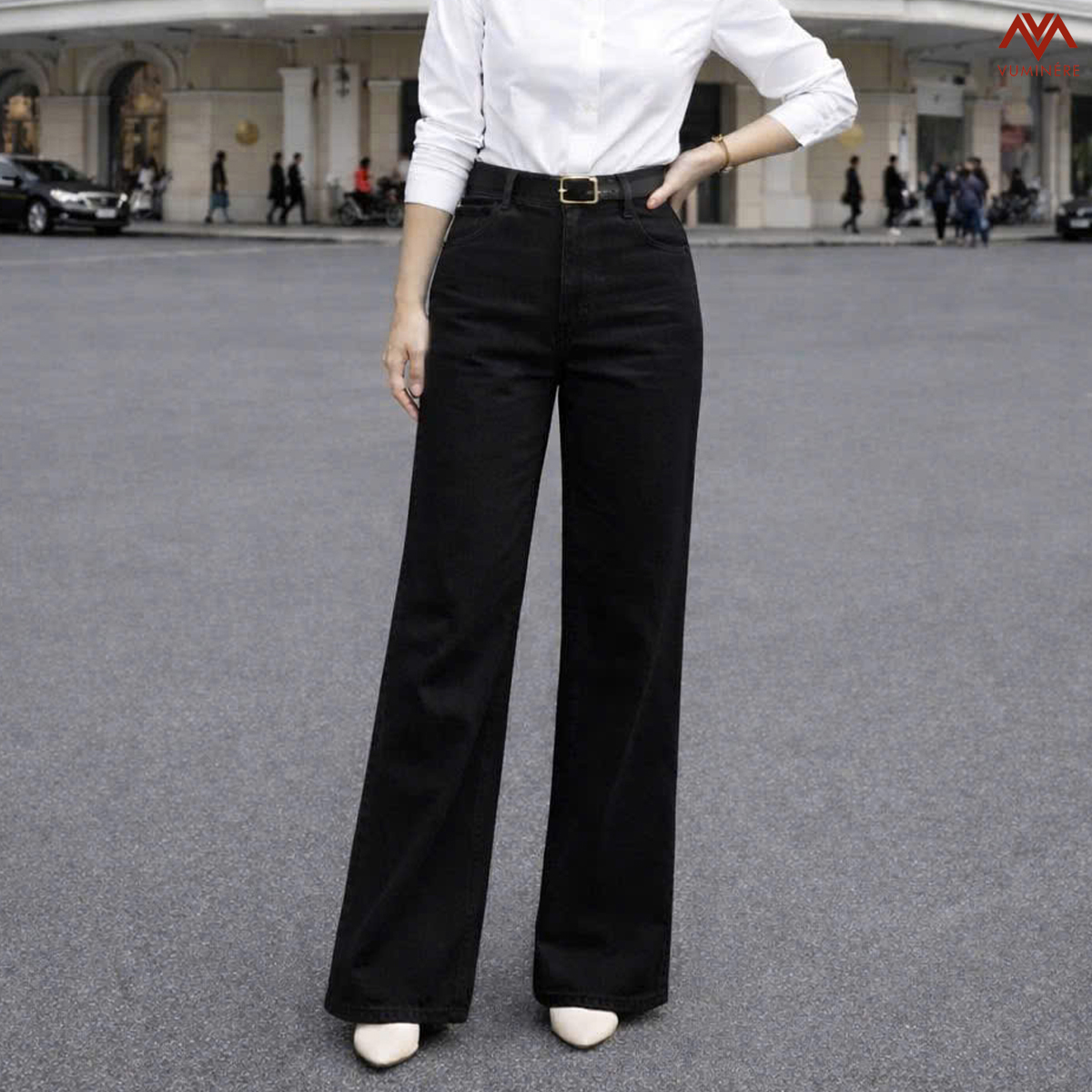 Quần Jeans nữ VUMINÉRE - Flared Jeans dáng loe nhẹ, mang đến vẻ ngoài thời thượng và Retro