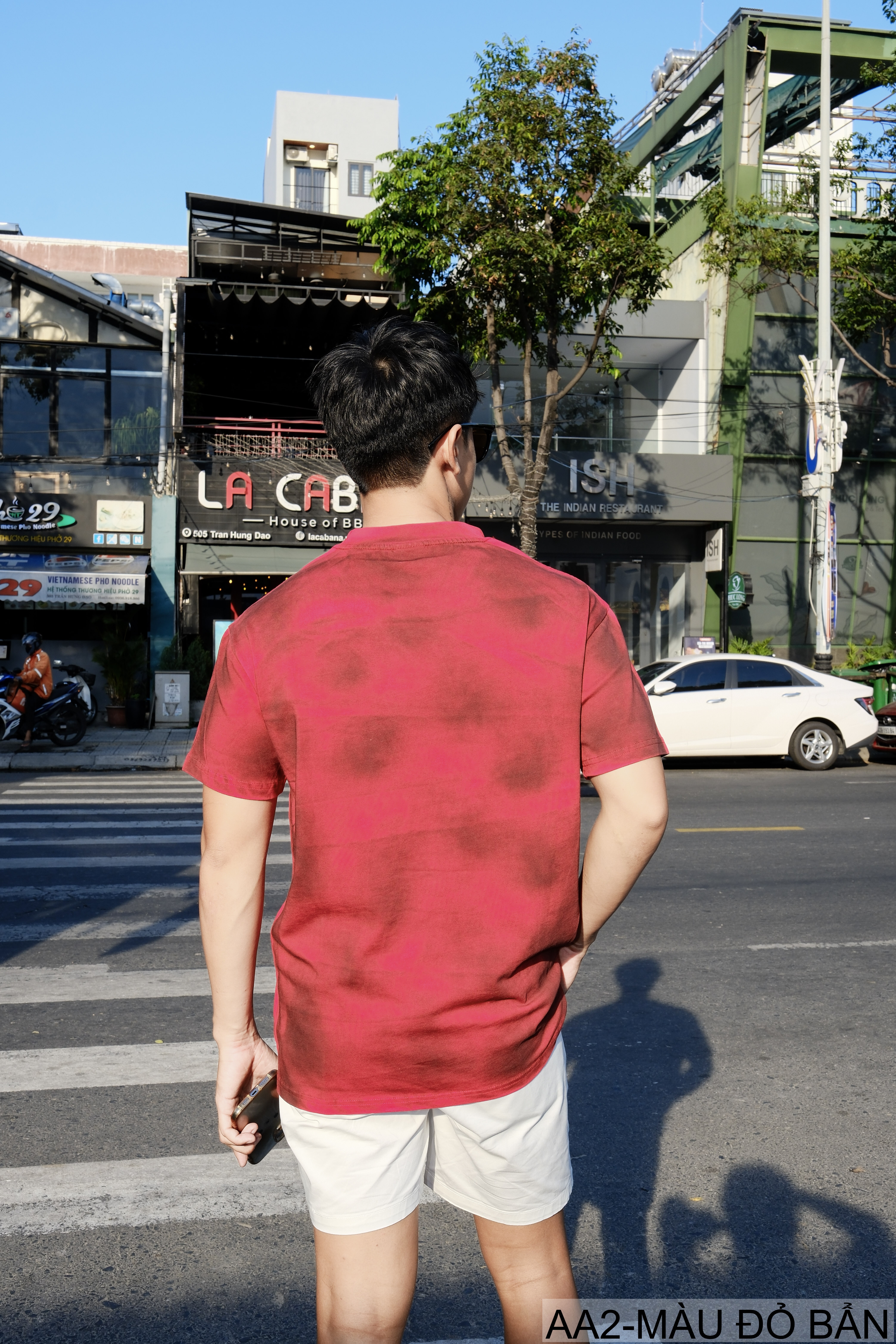 AA2 - Áo thun nam cổ tròn tay ngắn phong cách retro streetwear, chất cotton mềm, dáng rộng, màu Xanh Bẩn & Đỏ Bẩn_thumbnail_4