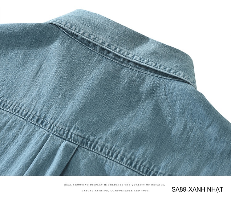SA89 - Áo sơ mi denim nam tay ngắn phong cách Nhật Bản, chất cotton mềm mại, form rộng thoải mái_thumbnail_9