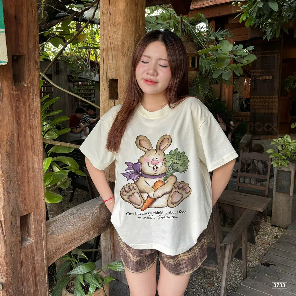 Áo thun nữ form boxy chất thoáng mát mùa hè hoạt hình thỏ Miucho 3733_thumbnail_2