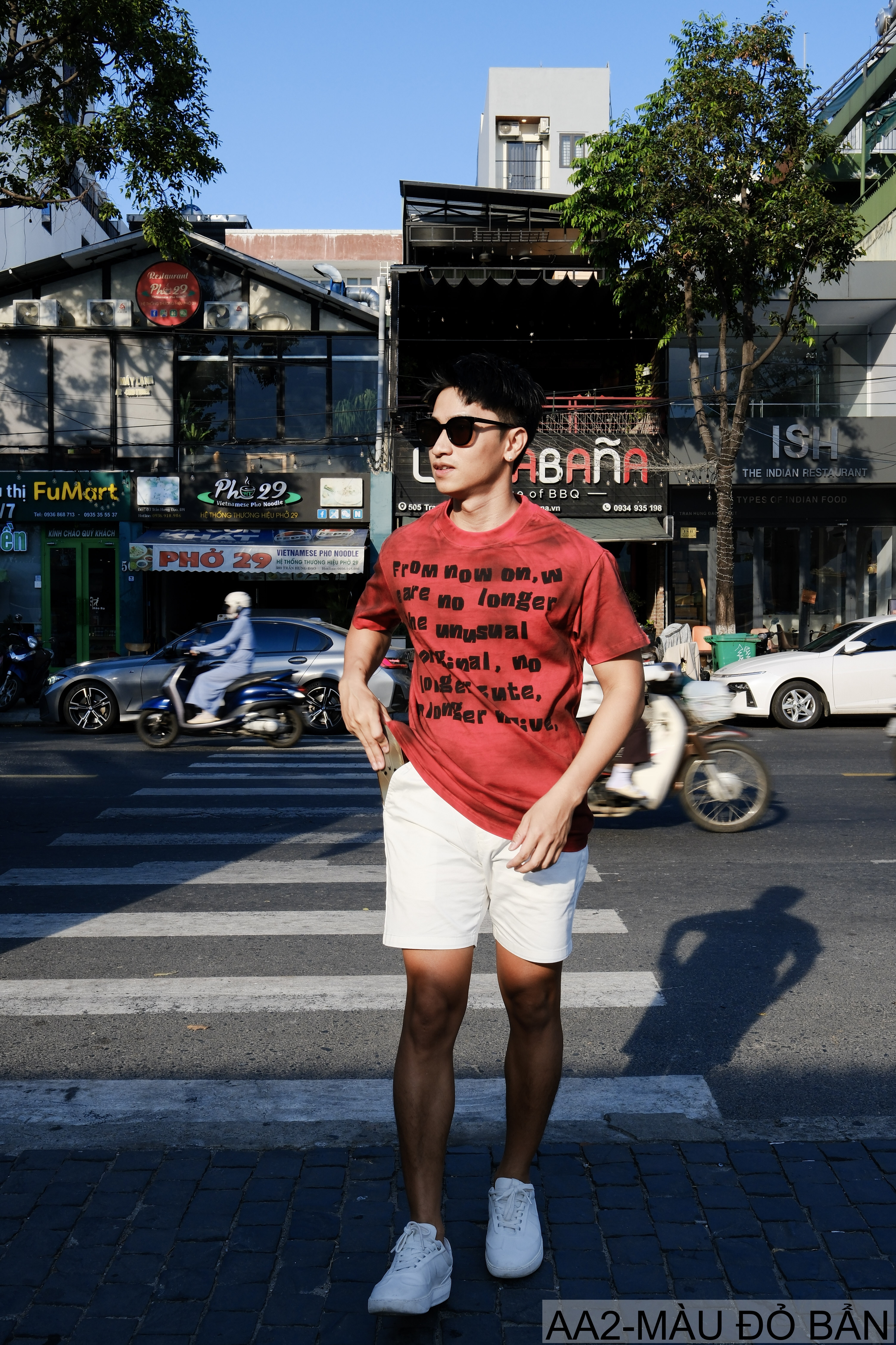 AA2 - Áo thun nam cổ tròn tay ngắn phong cách retro streetwear, chất cotton mềm, dáng rộng, màu Xanh Bẩn & Đỏ Bẩn_thumbnail_12
