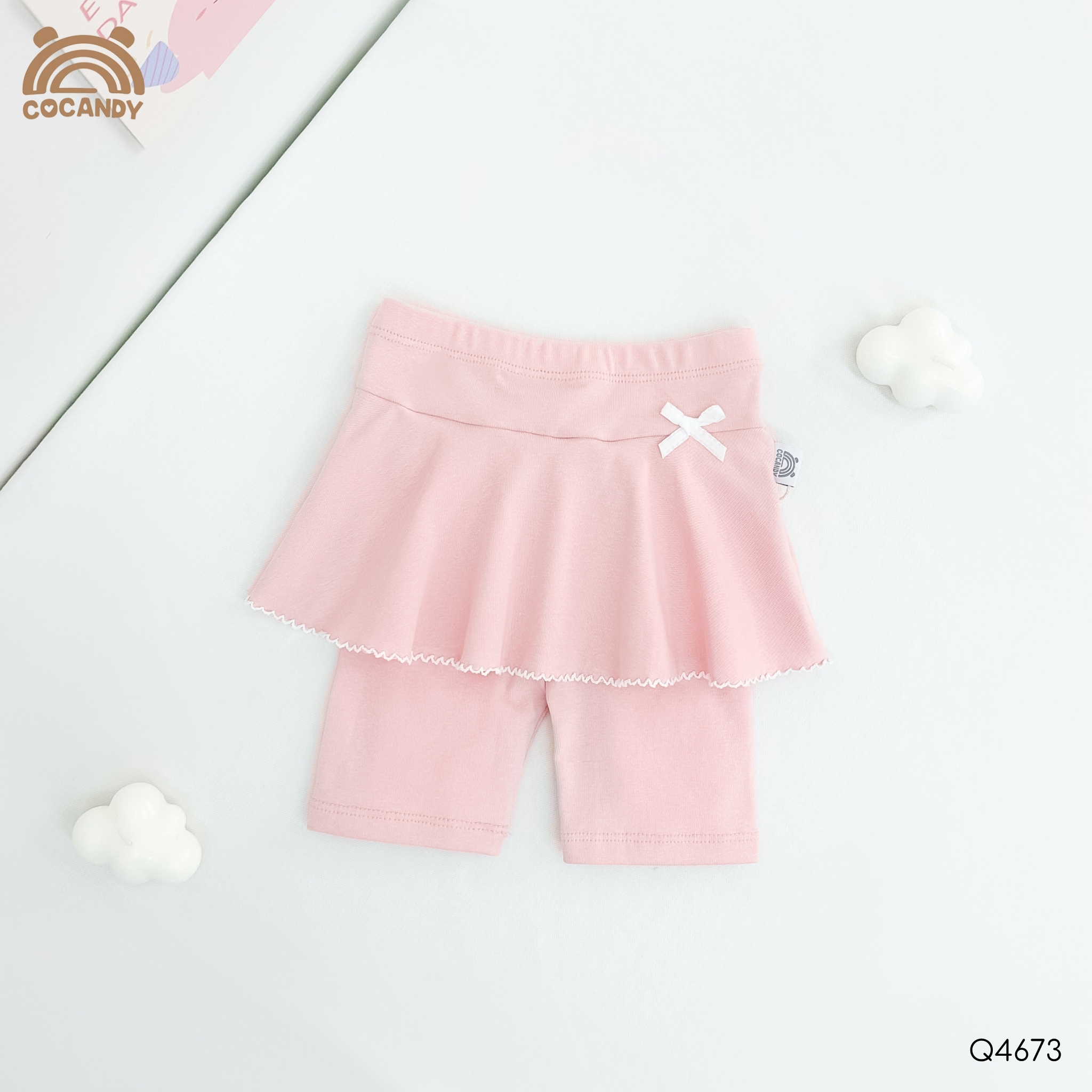 Quần váy legging lửng HỒNG viền sóng phối nơ nhỏ_thumbnail_1