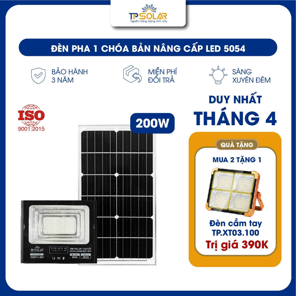 Đèn pha 1 chóa bản nâng cấp led 5054 năng lượng mặt trời TP.DP11