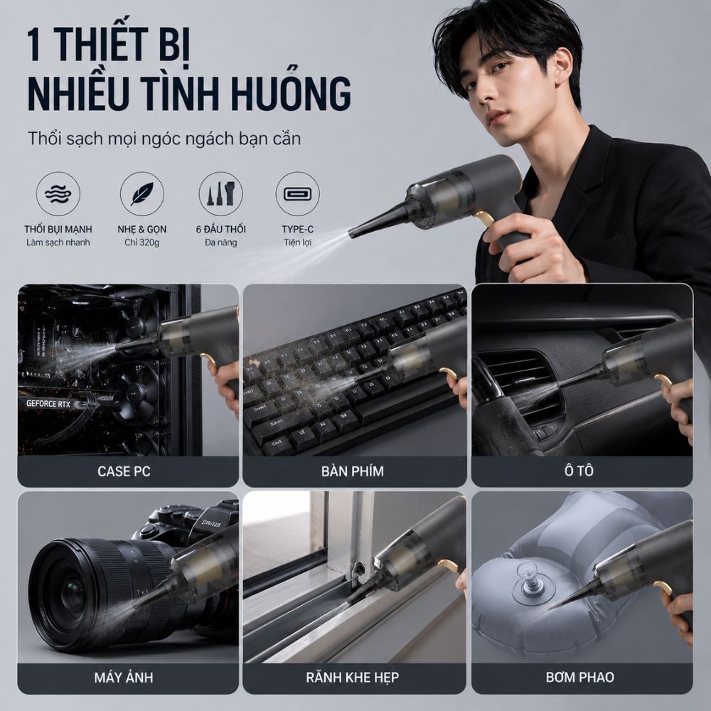 Máy Hút Thổi Bụi Không Dây Kachi MK367 kèm phụ kiện hút bụi_thumbnail_6