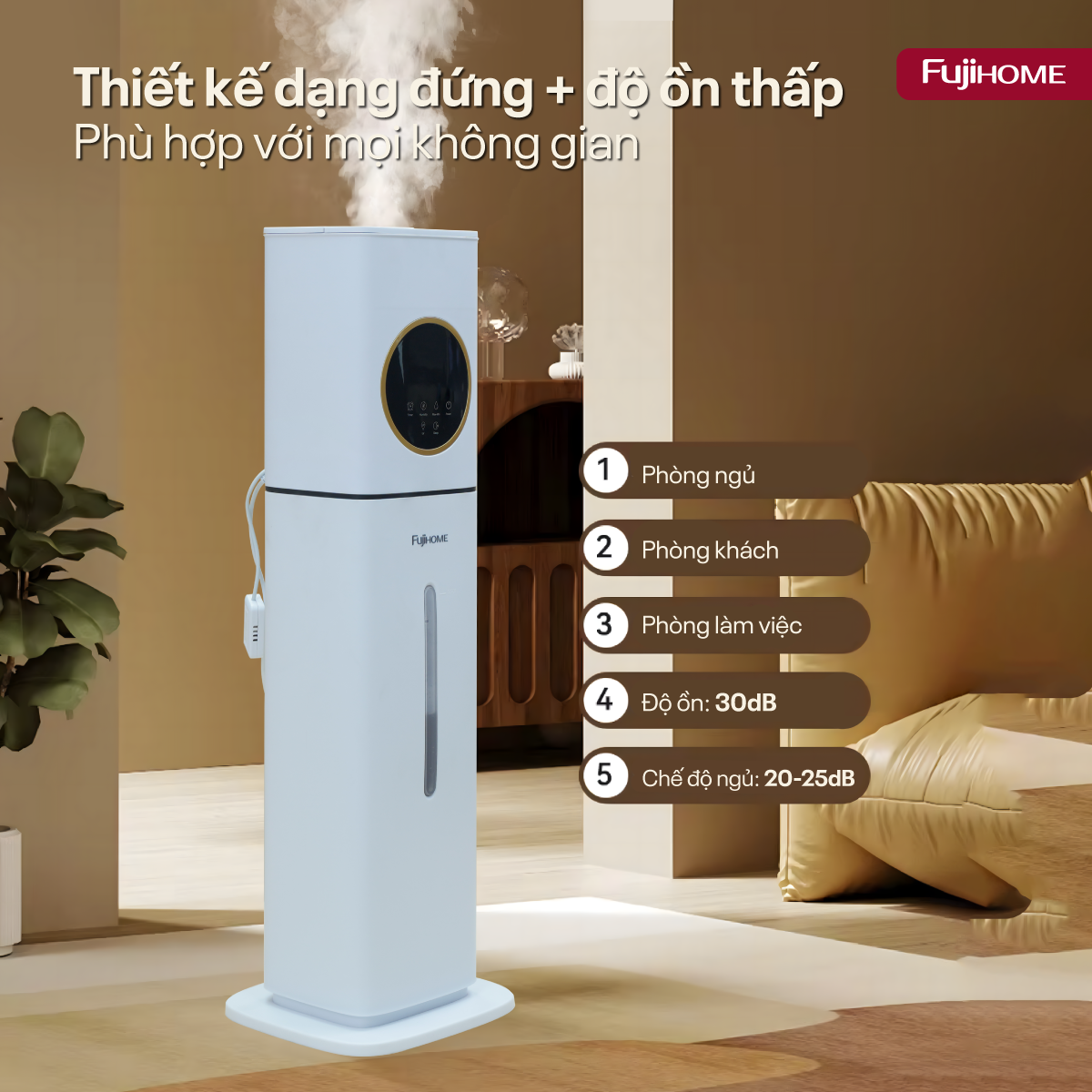 Máy tạo ẩm, xông tinh dầu, khử khuẩn UV dung tích lớn Fujihome HM09UV1_thumbnail_2