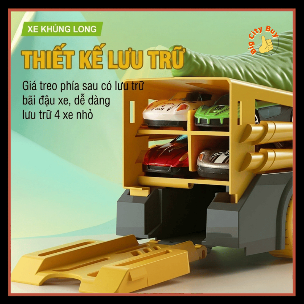 Đồ Chơi Khủng Long Nuốt Xe Ô Tô Cho Bé Tặng Kèm 6 Xe Mini Nhựa Cao Cấp Chơi Tương Tác Vui Nhộn BigcityBuy 336DCKL_thumbnail_3