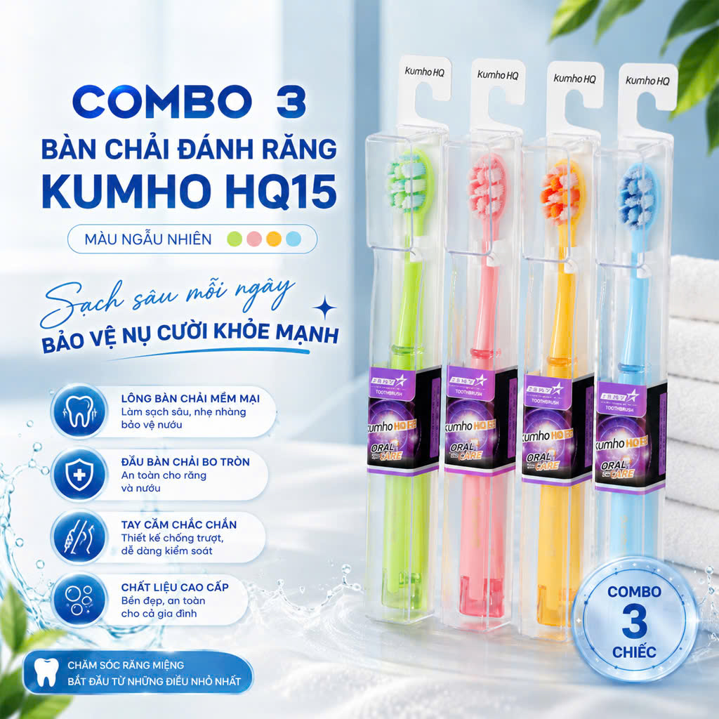 Combo 3 Bàn Chải Đánh Răng Hàn Quốc Kumho HQ15