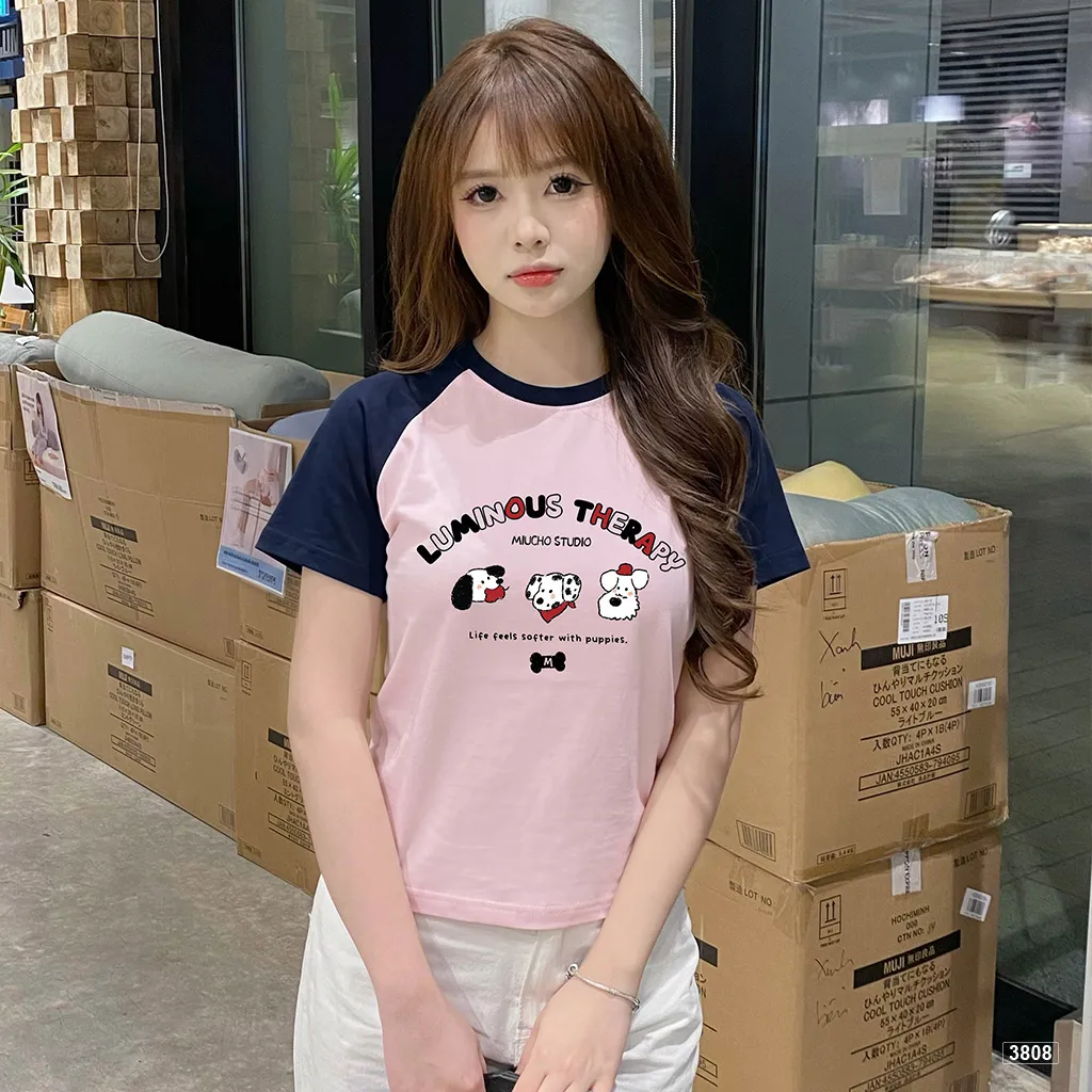Áo thun babytee raglan hình cún cute phong cách Hàn Quốc đáng yêu Miucho 3808_thumbnail_2