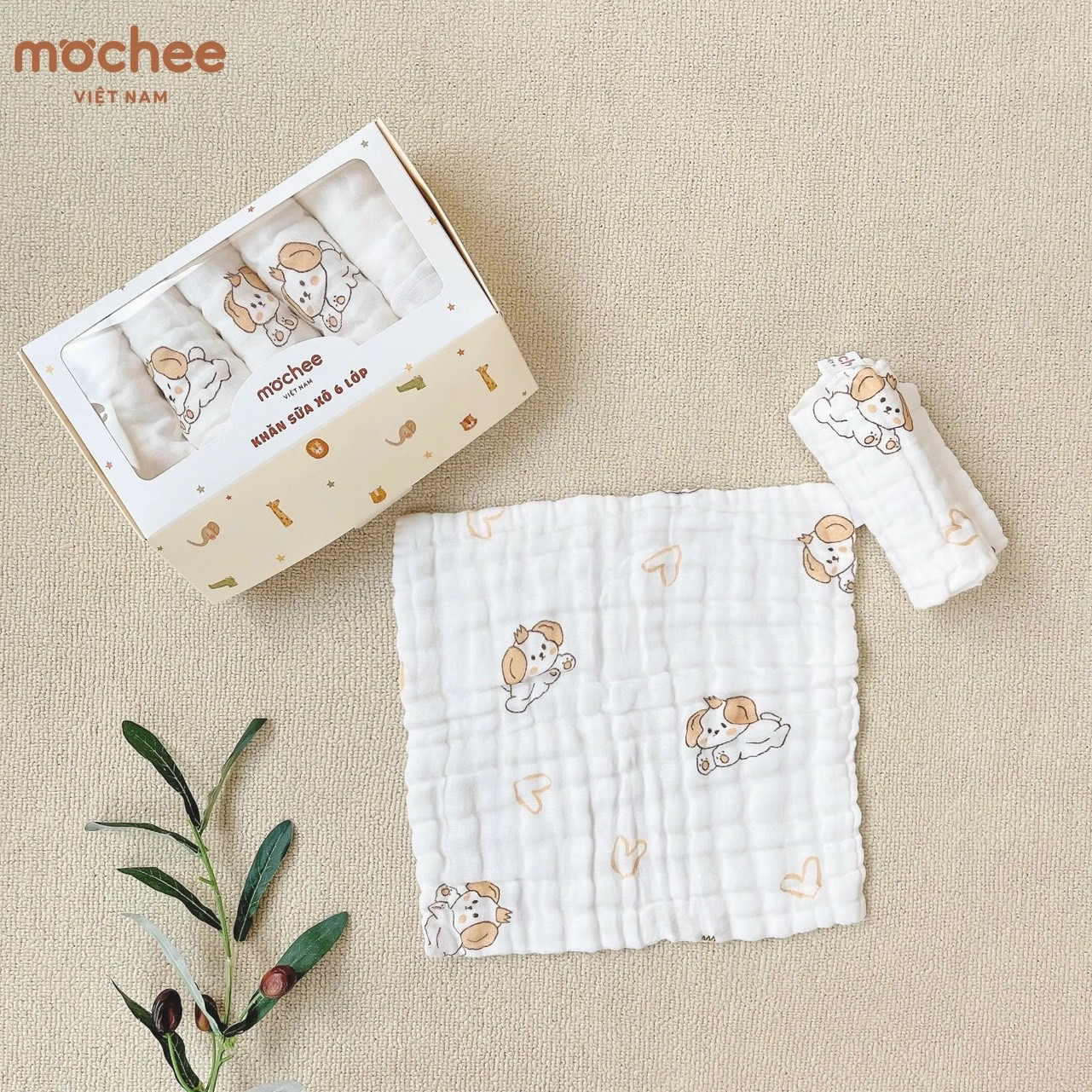 Set 5 khăn sữa xô 6 lớp Mochee