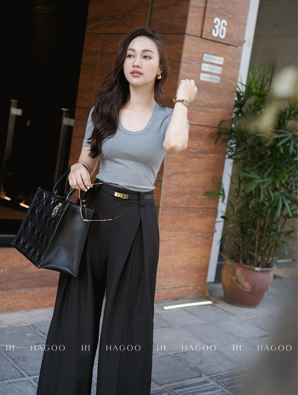 Quần ống rộng đỉa đôi HAGOO