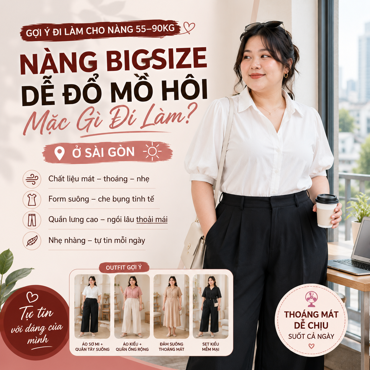 Nàng Bigsize Dễ Đổ Mồ Hôi Nên Mặc Gì Đi Làm?