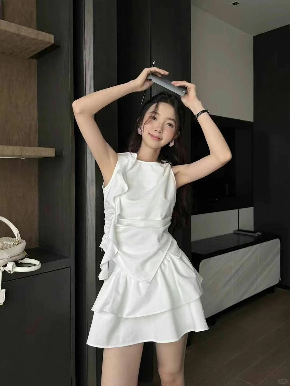 Lucas - Set áo zile phối bèo 1 bên gấu chéo + chân váy xòe dáng ngắn 2 tầng_thumbnail_5