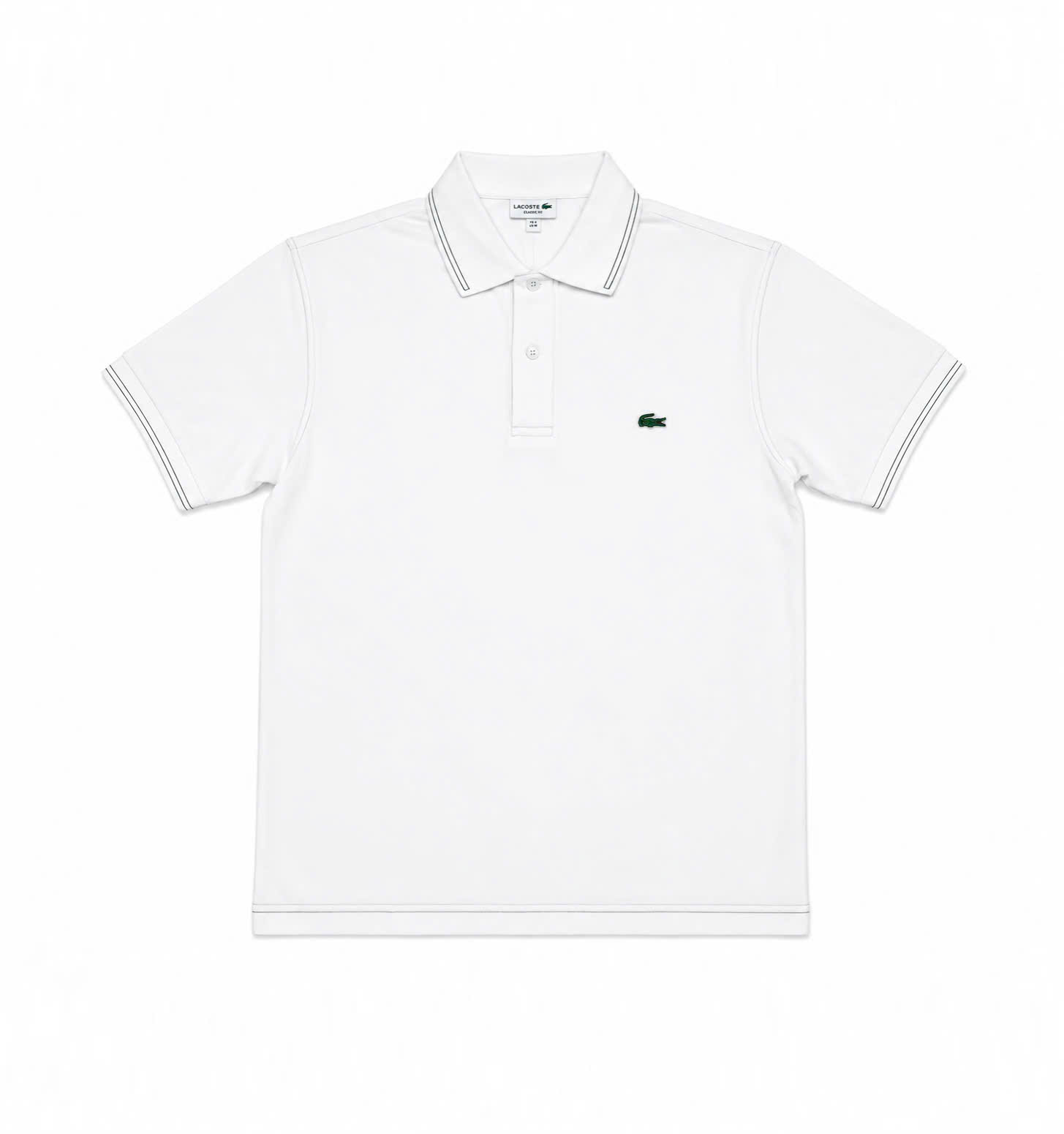 E691 ÁO POLO NAM TRẮNG LACOSTE PHỐI CHỈ ĐEN ( XL ) - 2005