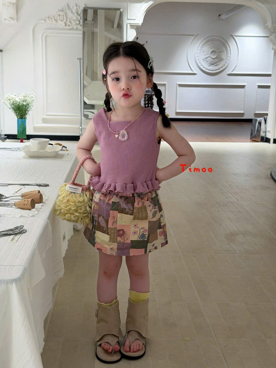 TM07 - Áo 2 dây bản to màu tím Timoo