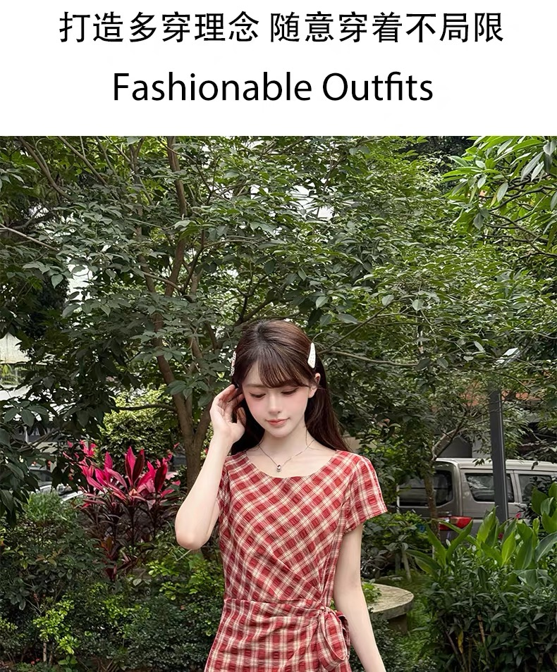 Lucas - Váy cổ tròn cộc tay rúm lệch eo dáng dài qua gối_thumbnail_8